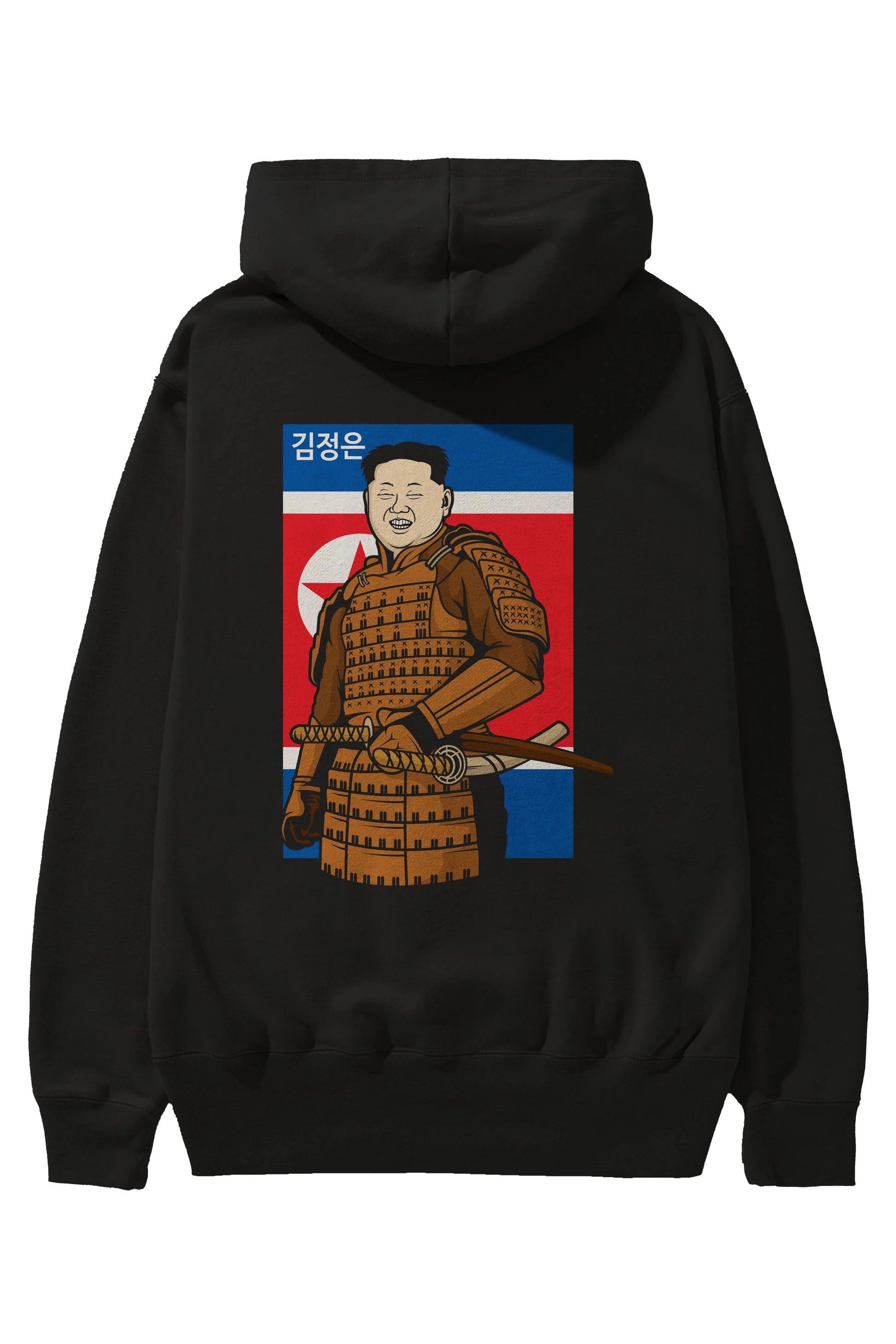 Samurai Jong Un Arka Baskılı Hoodie Oversize Kapüşonlu Sweatshirt Erkek Kadın Unisex