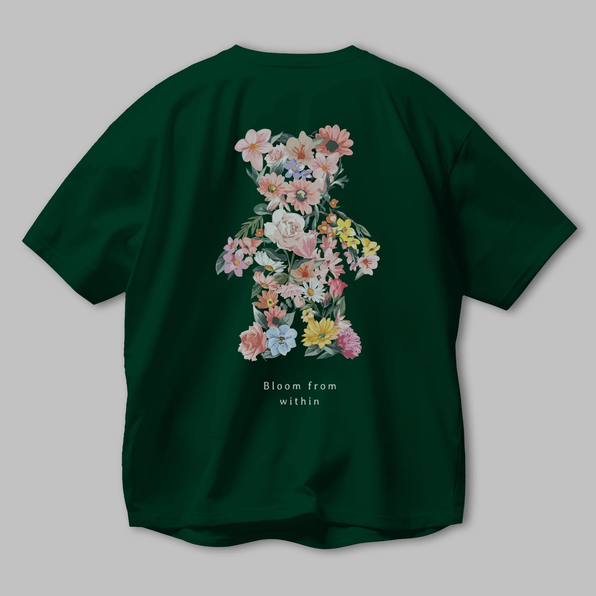 Bloom from Bear Arka Baskılı Oversize t-shirt Erkek Kadın Unisex