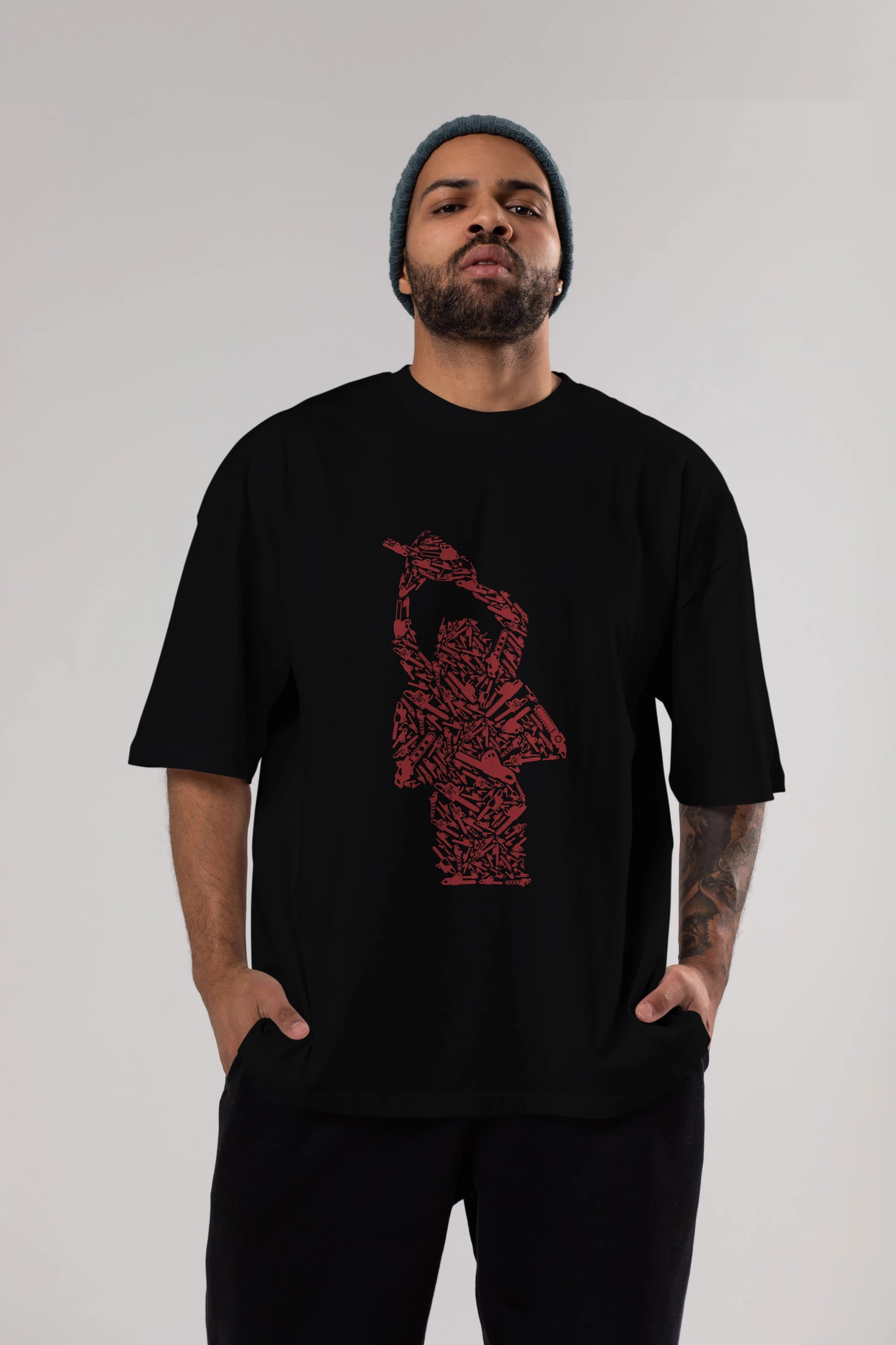 Chainsaw Ön Baskılı Oversize t-shirt %100 pamuk Erkek Kadın Unisex