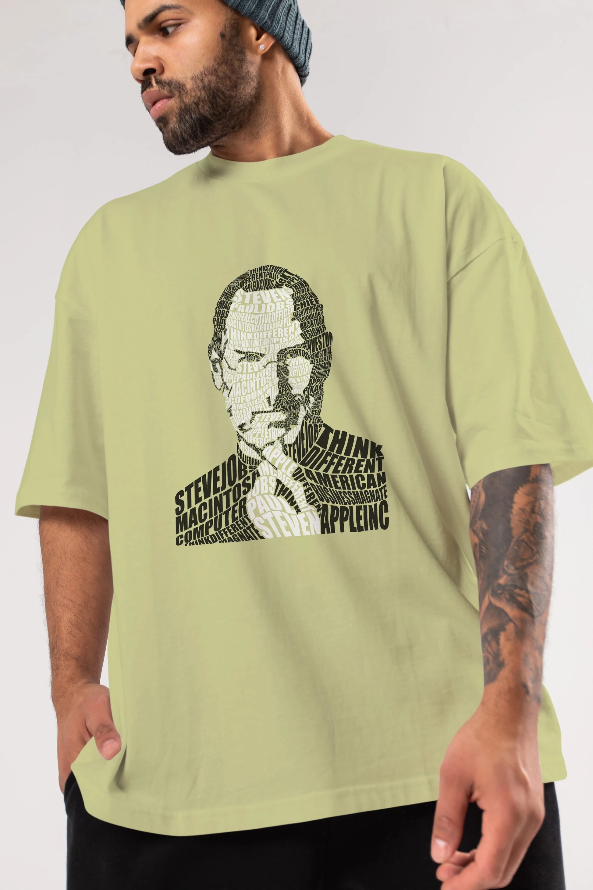 Steve Jobs Calligram Ön Baskılı Oversize t-shirt %100 pamuk Erkek Kadın Unisex