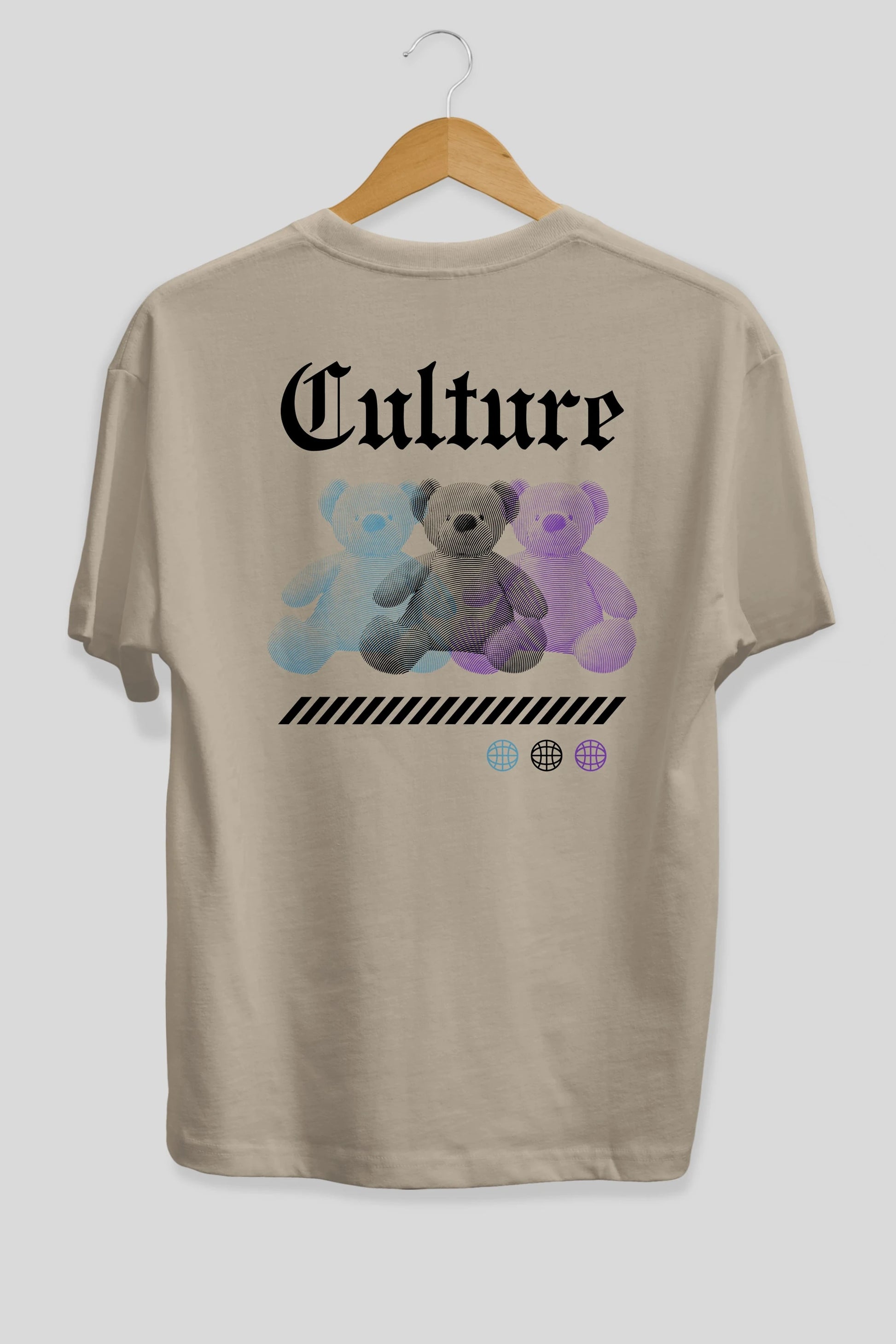 Culture Bear Arka Baskılı Oversize t-shirt Erkek Kadın Unisex