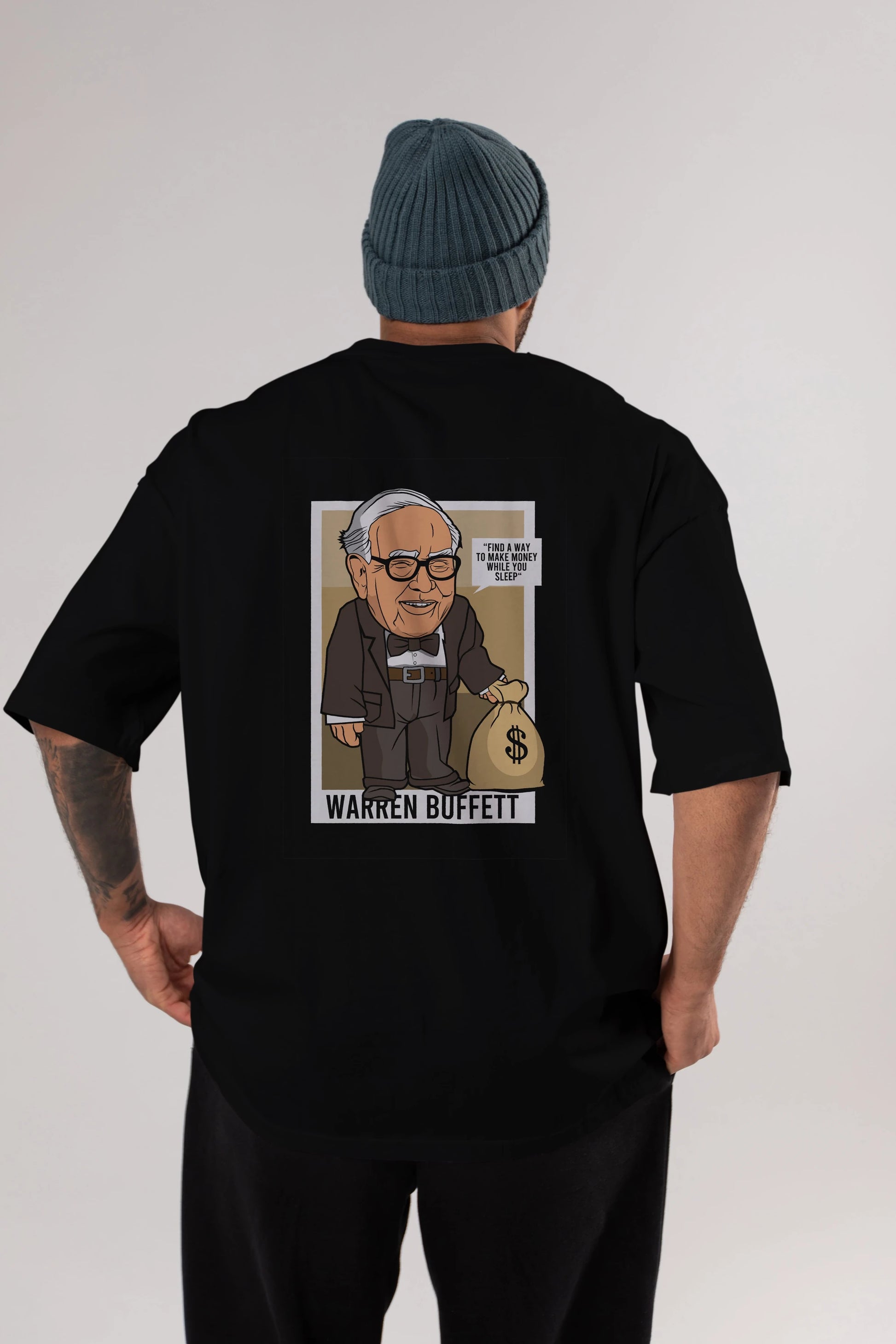 Warren Buffet Up Carl Arka Baskılı Oversize t-shirt Erkek Kadın Unisex %100 Pamuk tişort