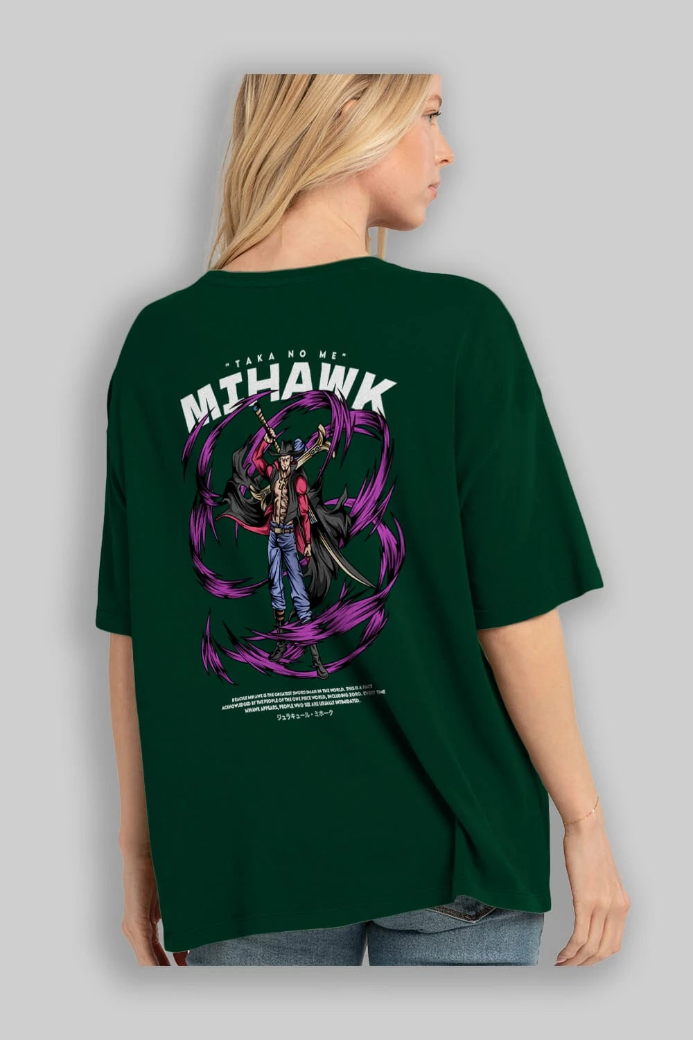 Mihawk Anime Arka Baskılı Oversize t-shirt Erkek Kadın Unisex