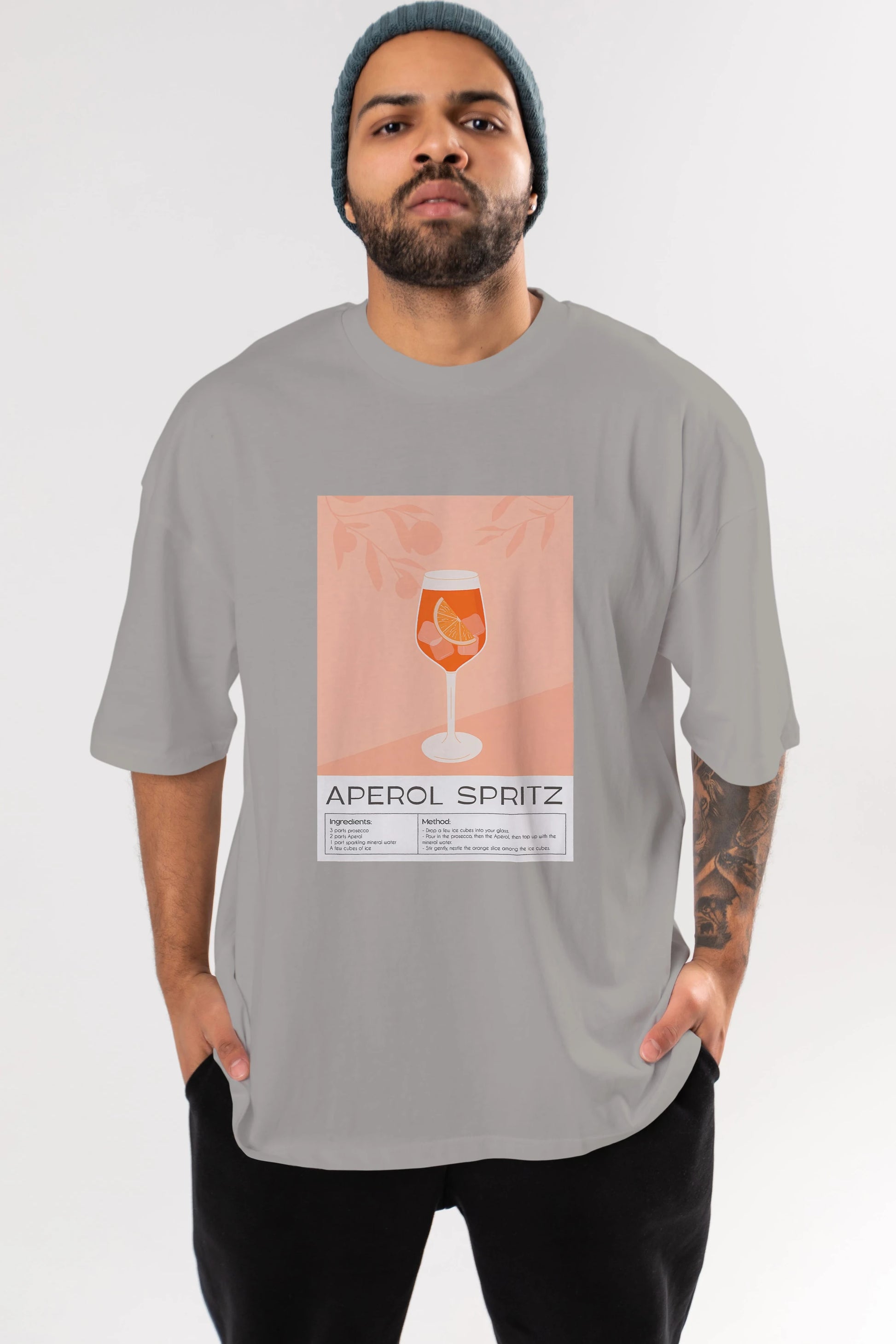 Aperol Spritz 7 Ön Baskılı Oversize t-shirt Erkek Kadın Unisex %100 Pamuk Bisiklet Yaka tişort