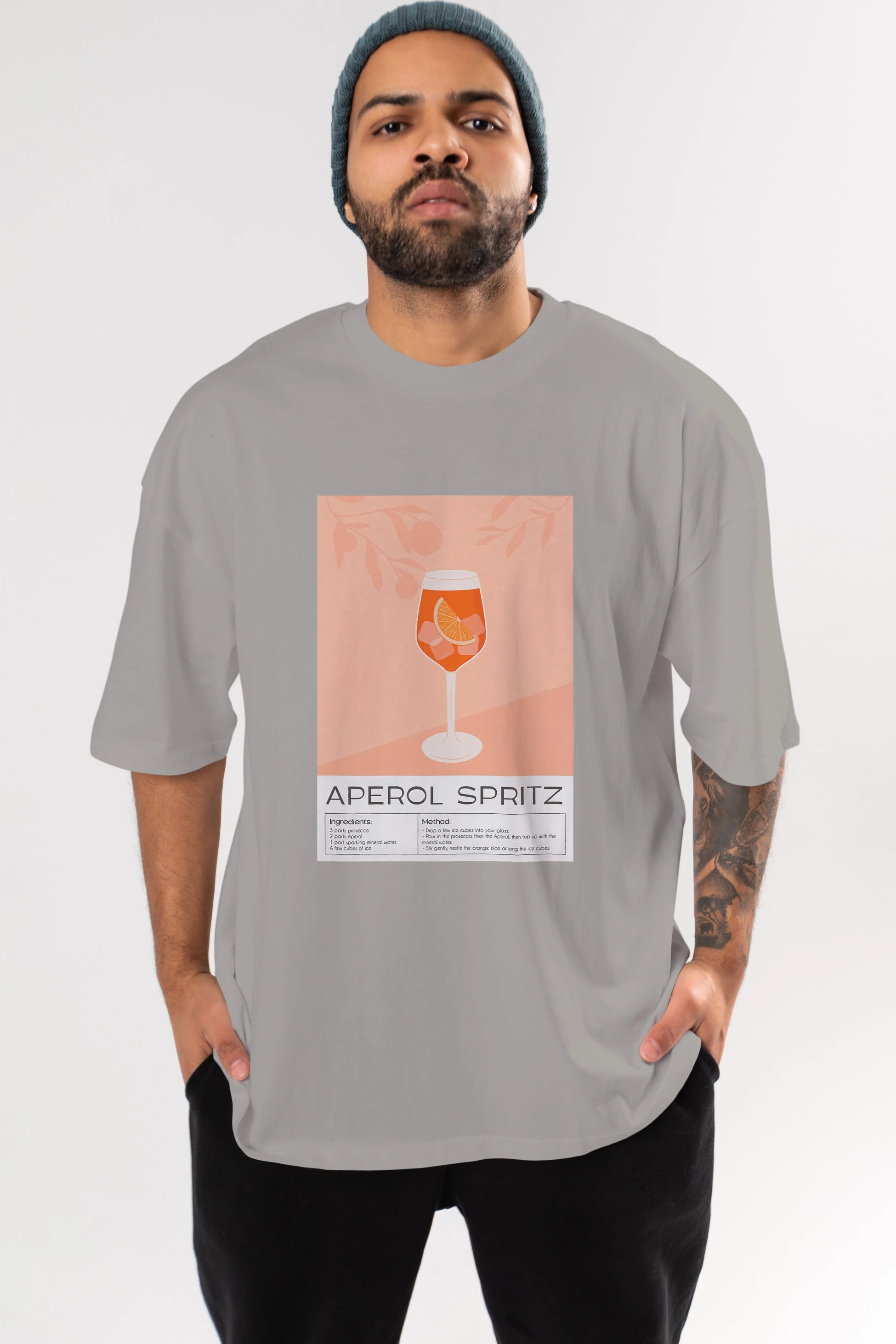 Aperol Spritz 7 Ön Baskılı Oversize t-shirt Erkek Kadın Unisex %100 Pamuk Bisiklet Yaka tişort