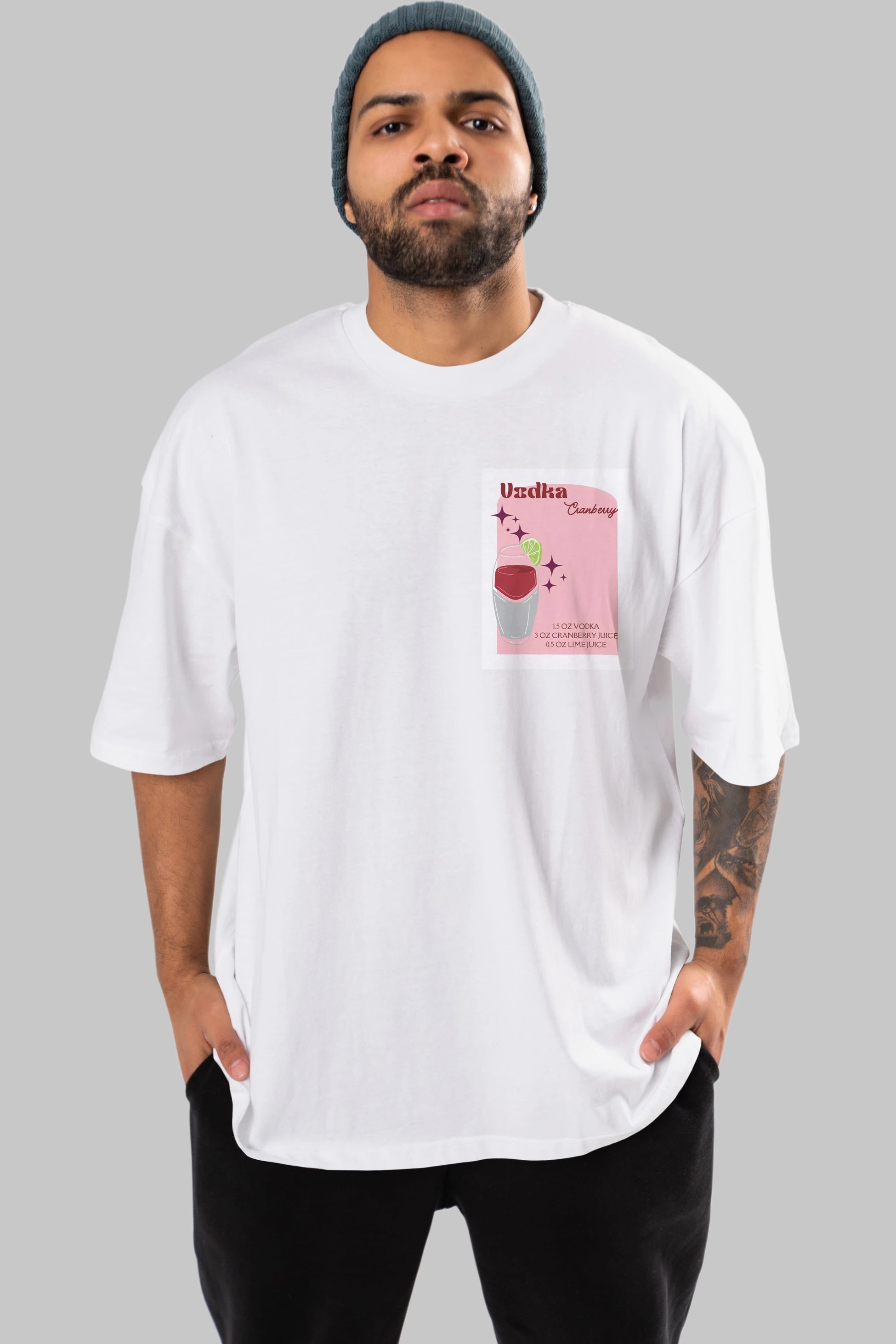 Vodka Cranberry 2 Ön Sol Baskılı Oversize t-shirt Erkek Kadın Unisex %100 Pamuk Bisiklet Yaka tişort
