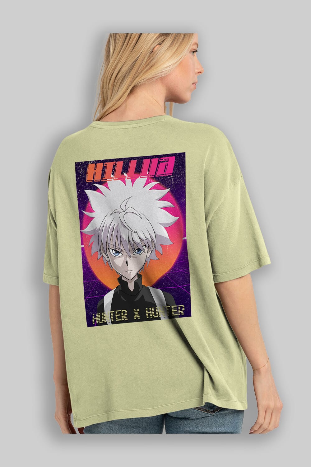 Killua Zoldyck 12 1 Anime Arka Baskılı Oversize t-shirt Erkek Kadın Unisex