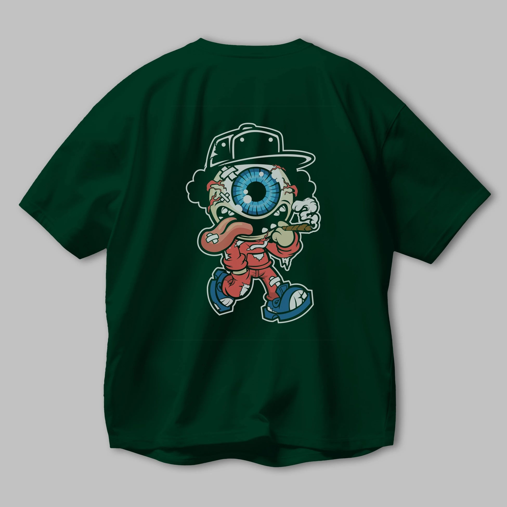 Eyeball Monster Arka Baskılı Oversize t-shirt Erkek Kadın Unisex %100 Pamuk tişort