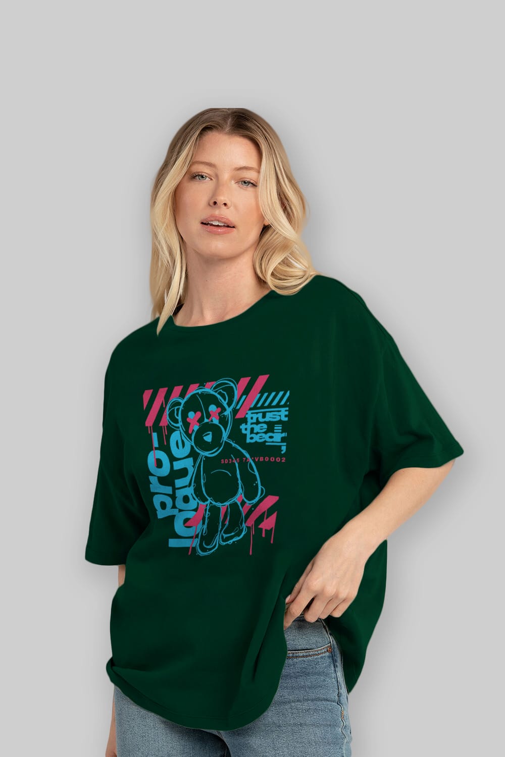 Trust The Bear Ön Baskılı Oversize t-shirt Erkek Kadın Unisex