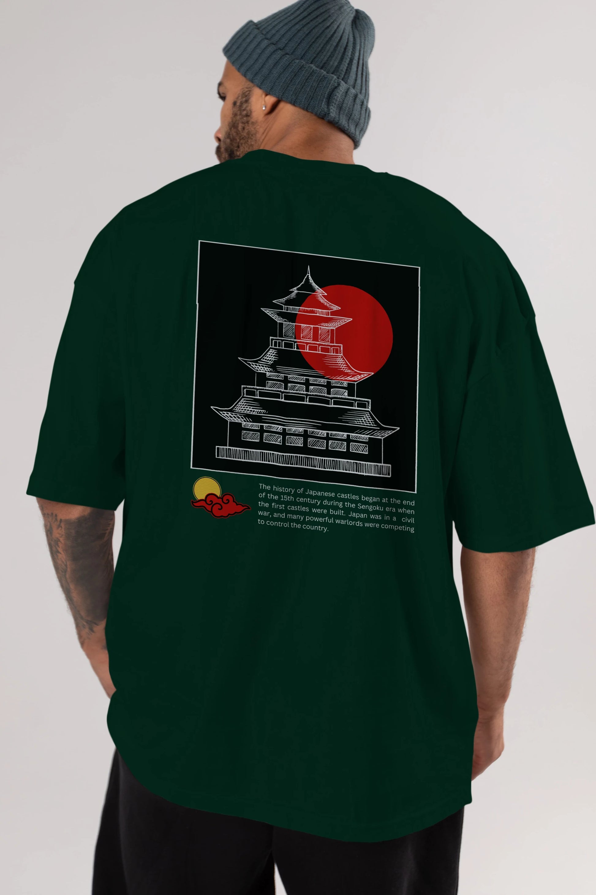 Retro Japanese Arka Baskılı Oversize t-shirt Erkek Kadın Unisex