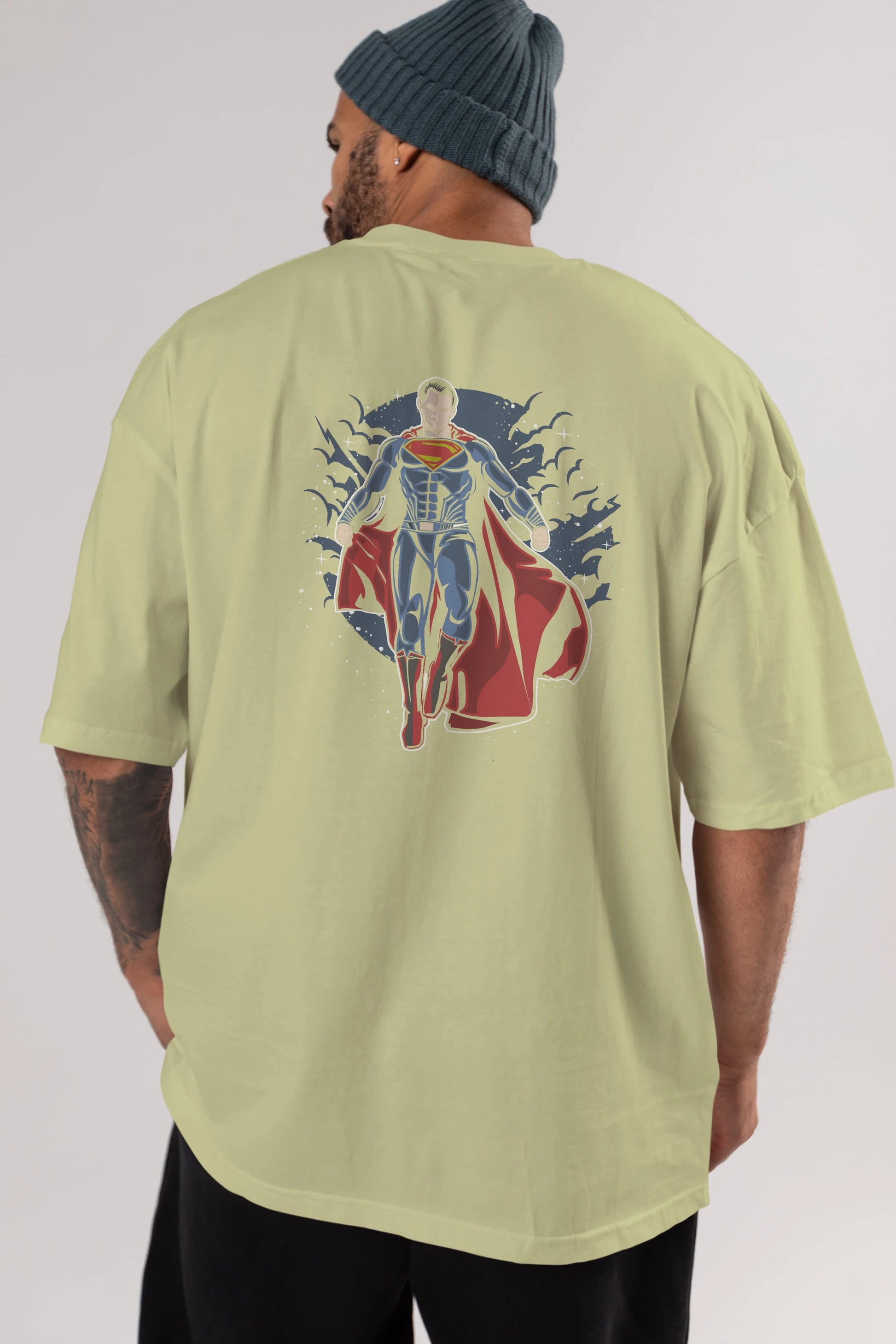 SUPERMAN Arka Baskılı Oversize t-shirt Erkek Kadın Unisex %100 Pamuk