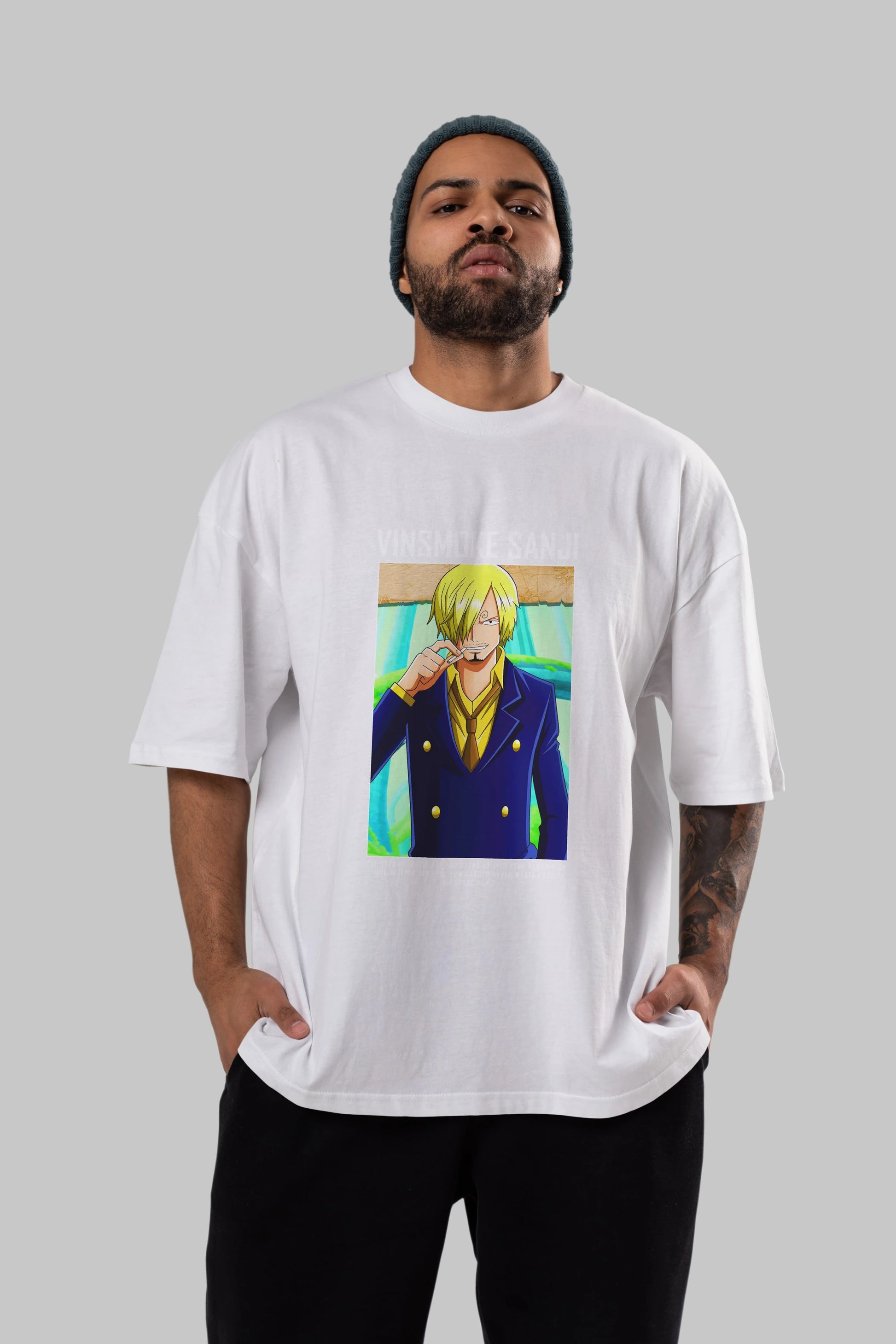 Sanji 2 Anime Ön Baskılı Oversize t-shirt Erkek Kadın Unisex