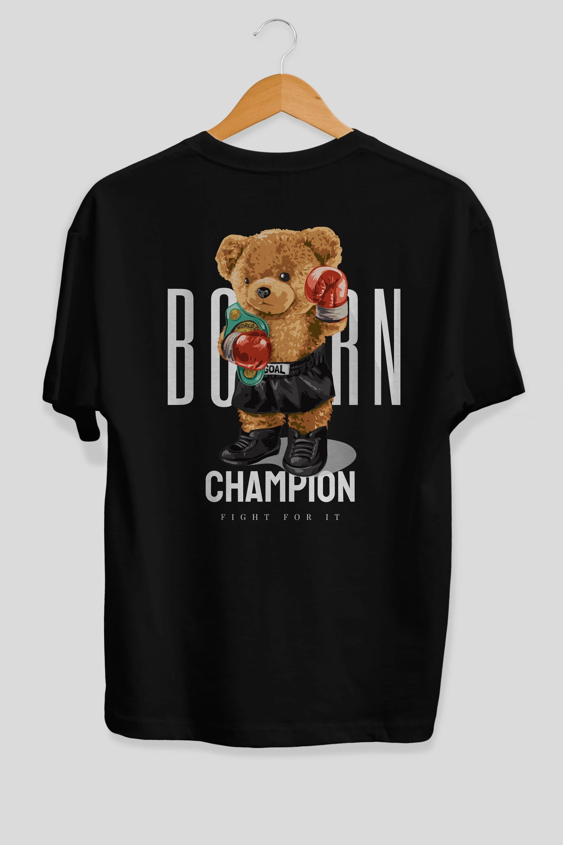 Teddy Bear Champion Arka Baskılı Oversize t-shirt Erkek Kadın Unisex %100 Pamuk