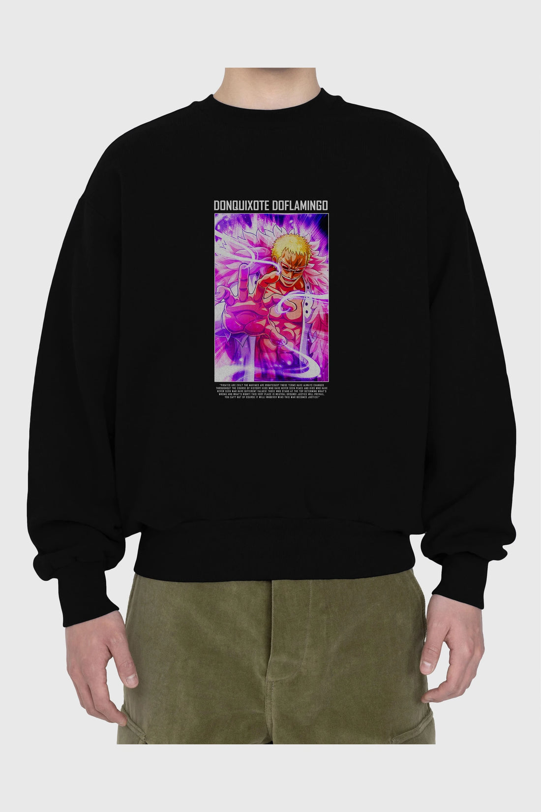 Doflamingo Ön Baskılı Anime Oversize Sweatshirt Erkek Kadın Unisex