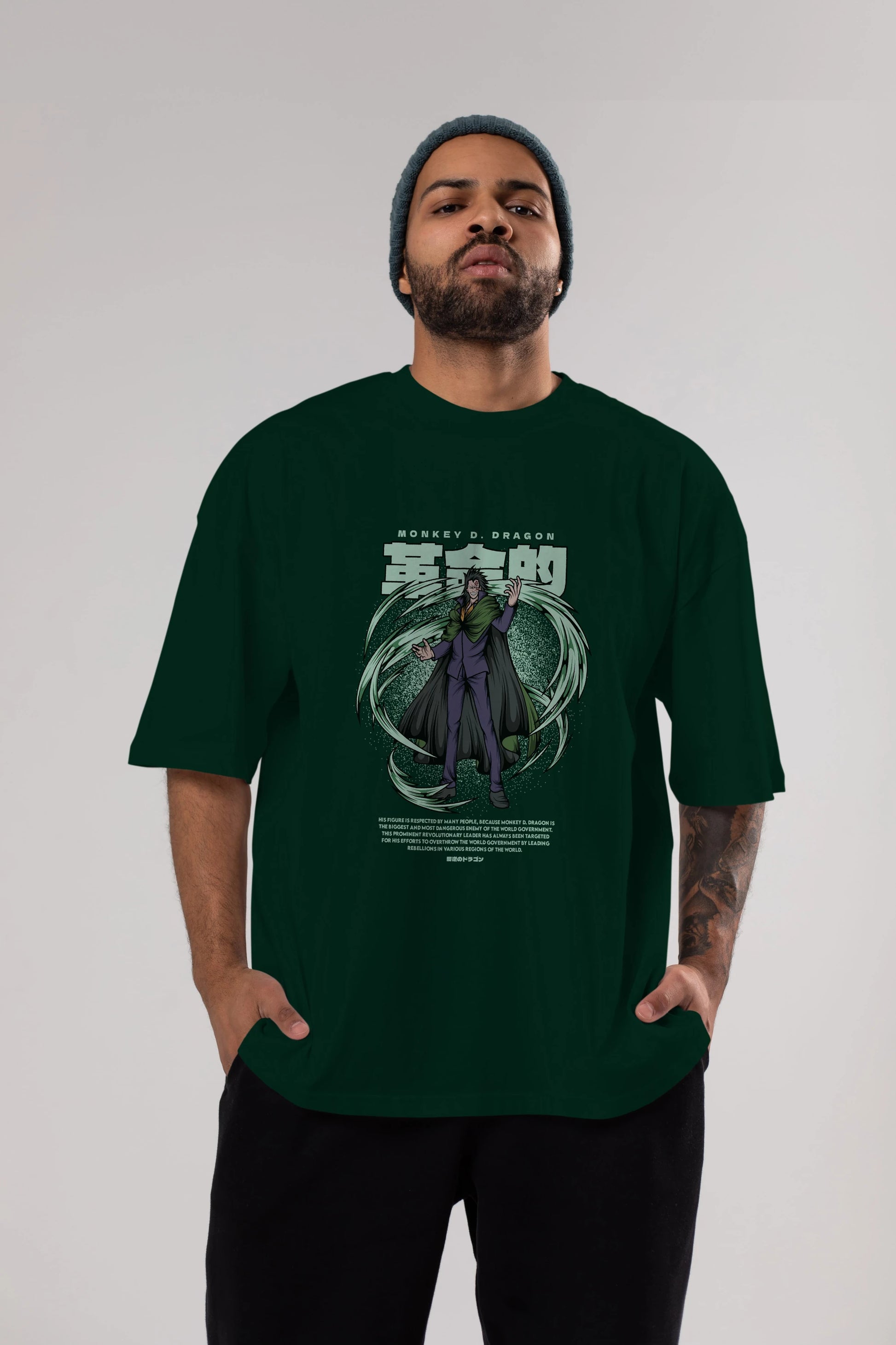 Monkey D. Dragon Anime Ön Baskılı Oversize t-shirt %100 pamuk Erkek Kadın Unisex