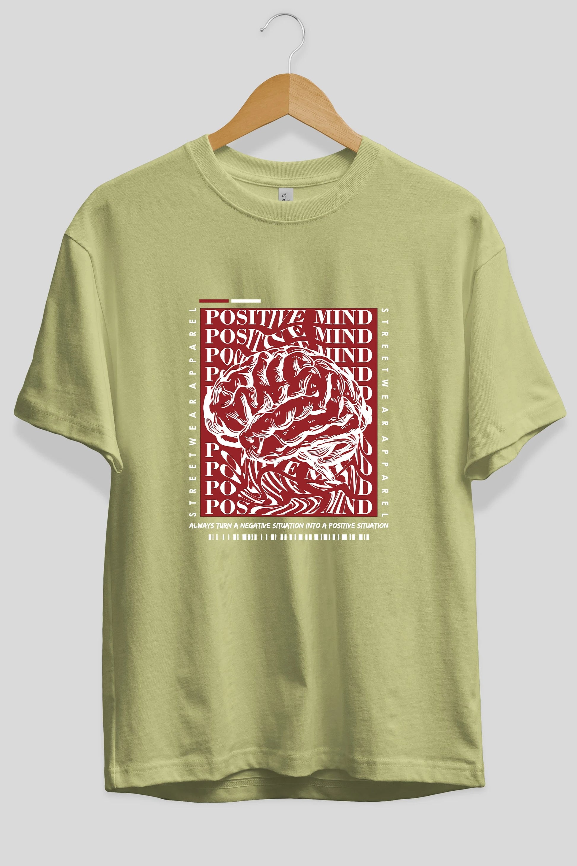 Positive Mind Ön Baskılı Oversize t-shirt Erkek Kadın Unisex