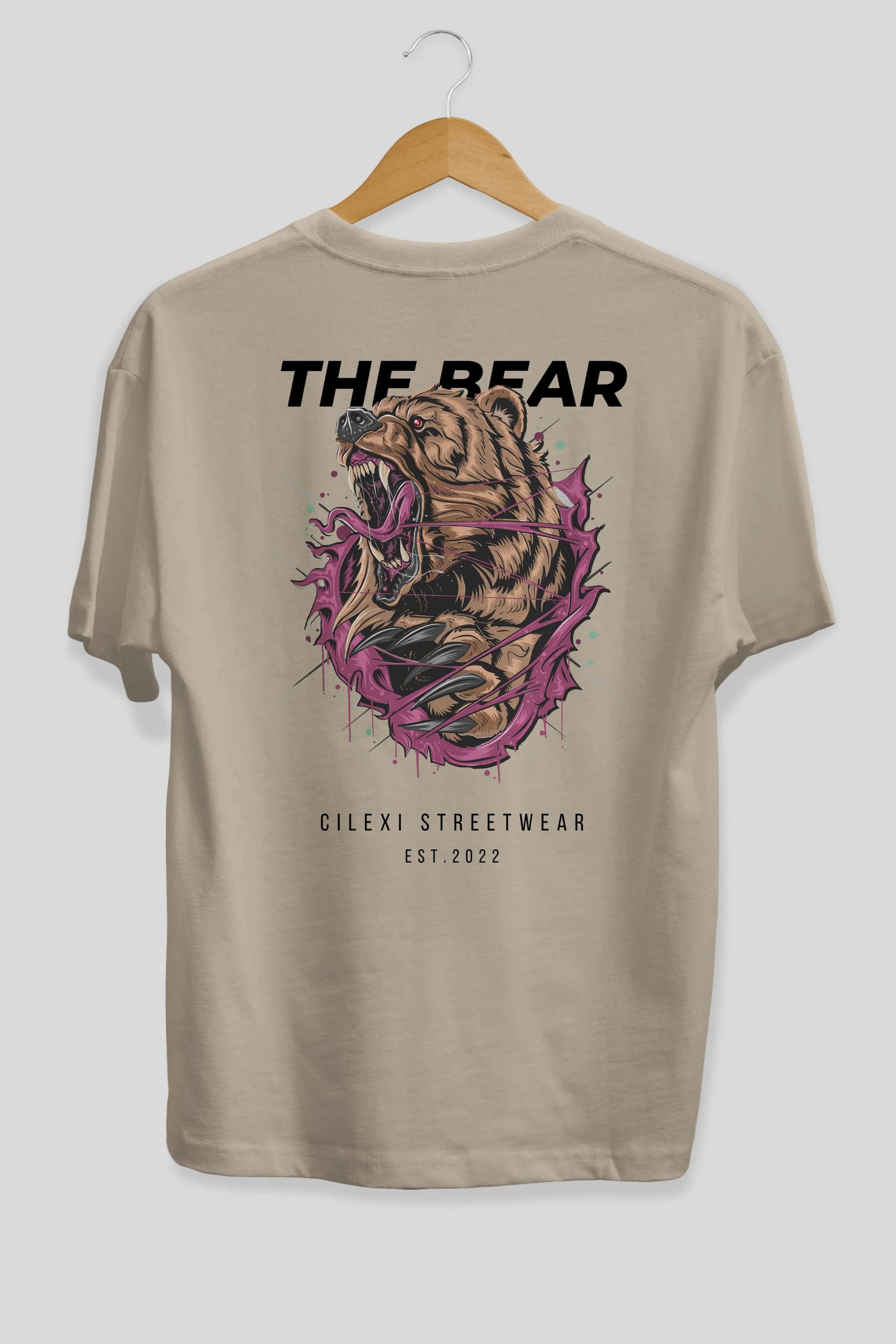 The Bear Arka Baskılı Oversize t-shirt Erkek Kadın Unisex