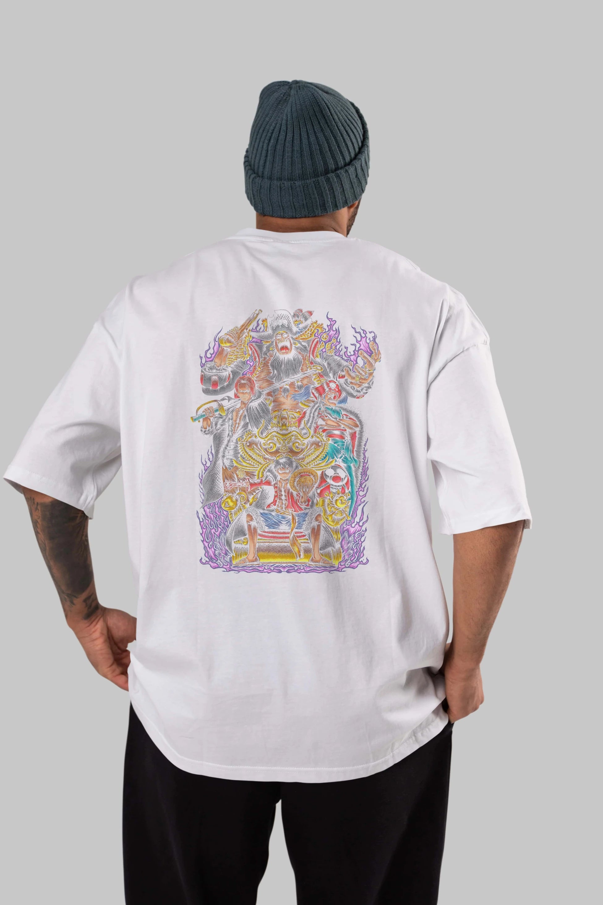 ONE PIECE (8) Anime Arka Baskılı Oversize t-shirt Erkek Kadın Unisex