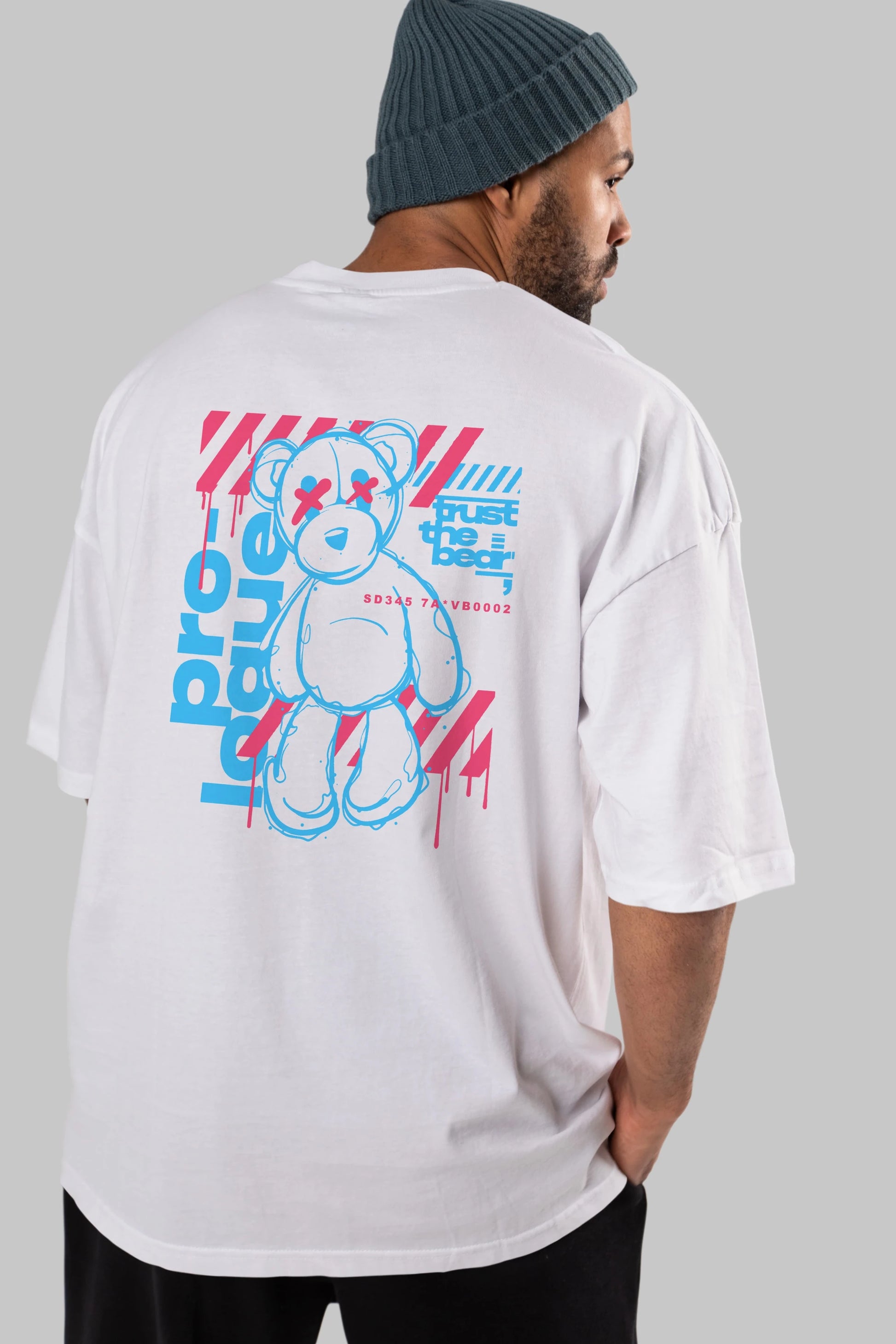 Trust The Bear Arka Baskılı Oversize t-shirt Erkek Kadın Unisex