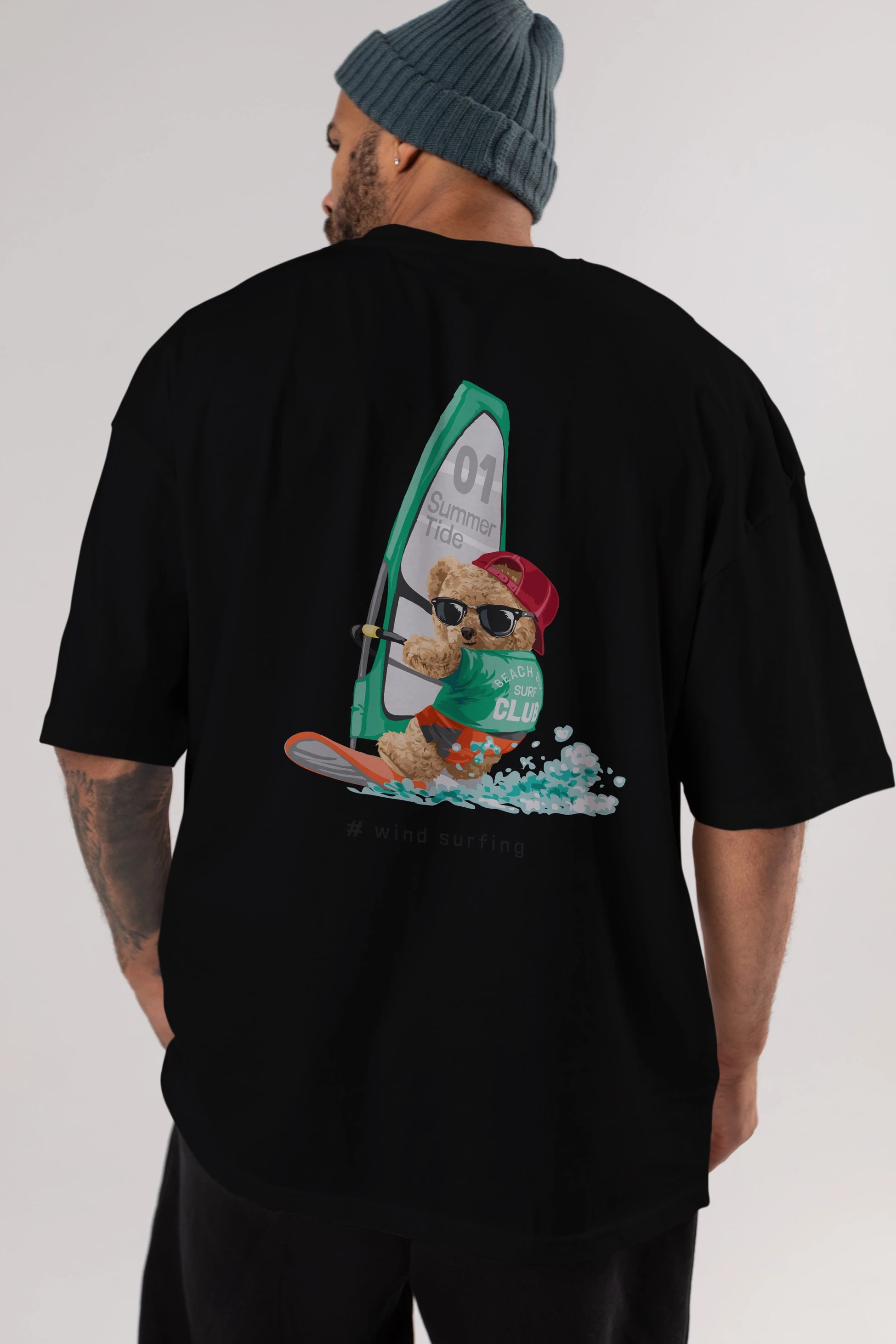Teddy Bear Summer Tide Arka Baskılı Oversize t-shirt Erkek Kadın Unisex %100 Pamuk