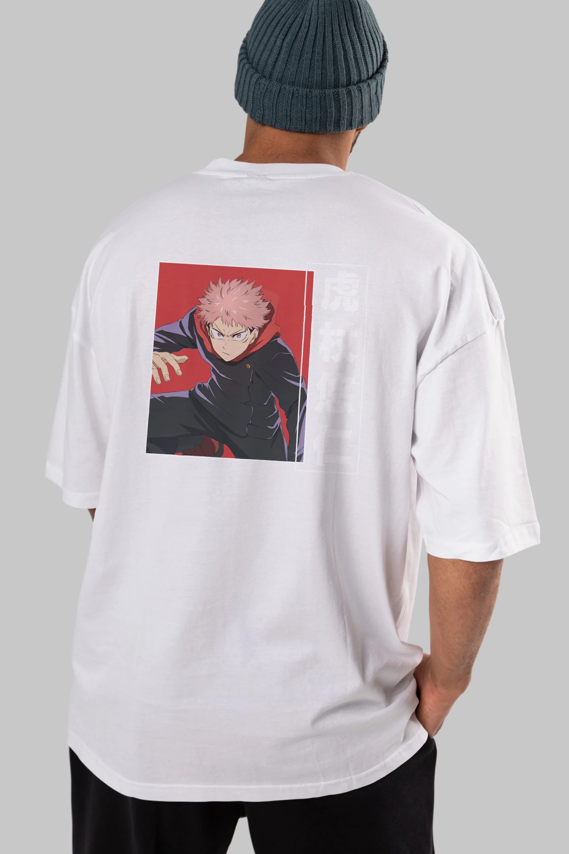 Yuuji Itadori 2 Anime Arka Baskılı Oversize t-shirt Erkek Kadın Unisex