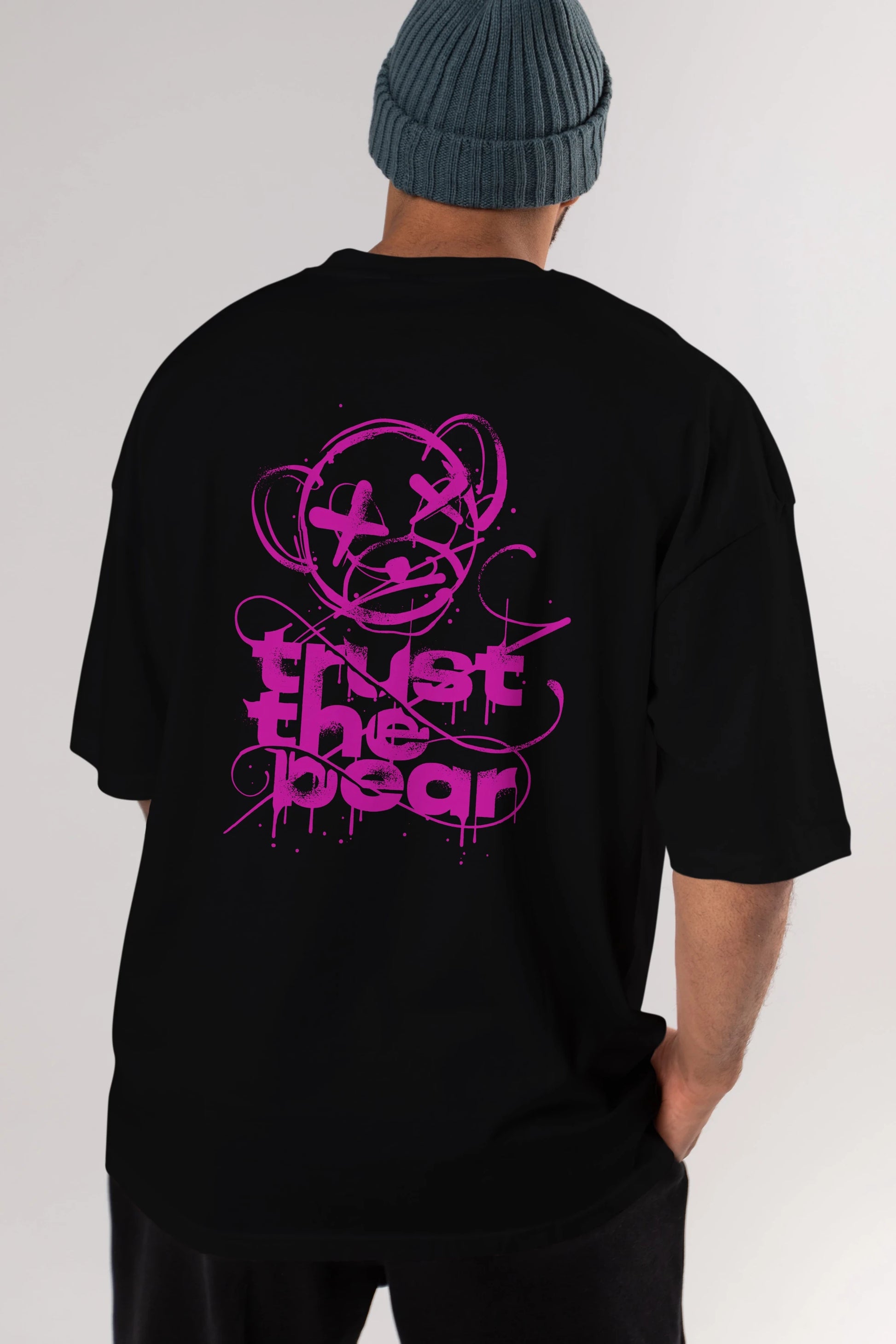 Trust The Bear 2 Arka Baskılı Oversize t-shirt Erkek Kadın Unisex