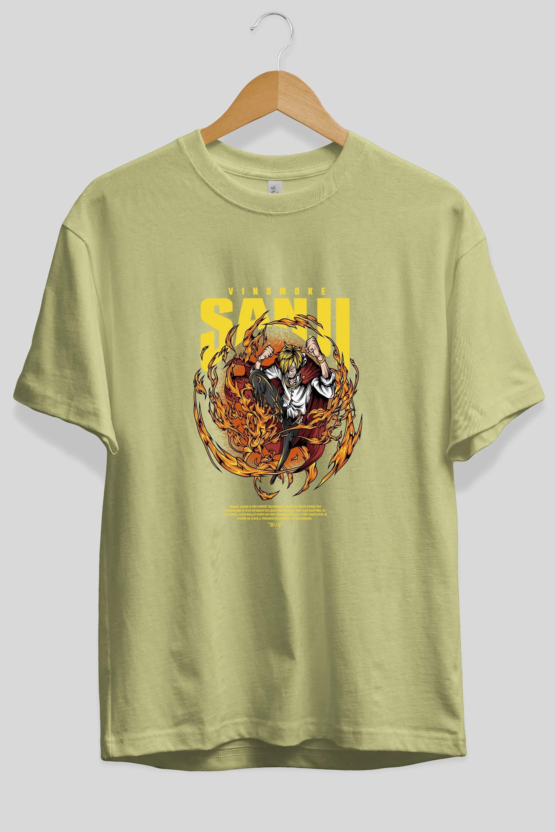 Vinsmoke Sanji Anime Ön Baskılı Oversize t-shirt %100 pamuk Erkek Kadın Unisex