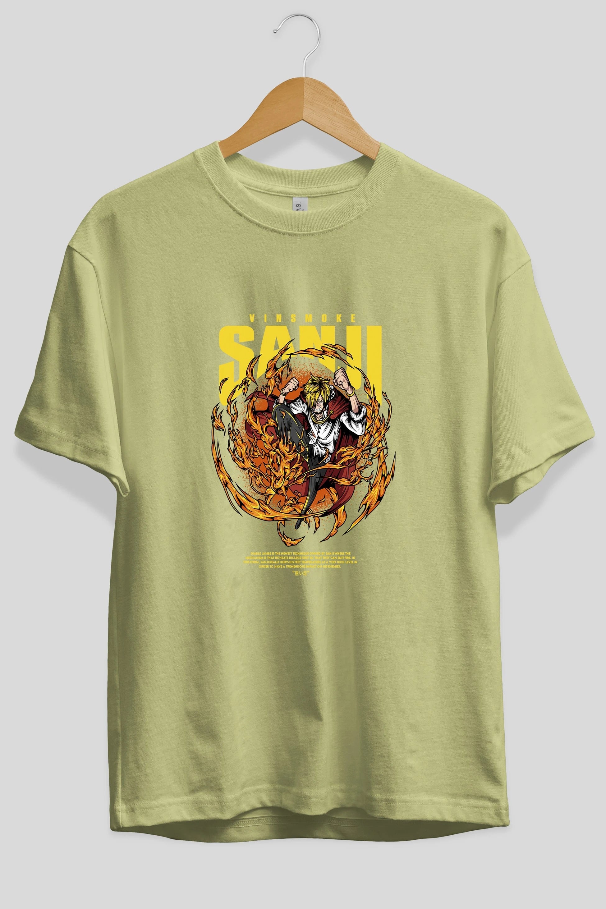 Vinsmoke Sanji Anime Ön Baskılı Oversize t-shirt %100 pamuk Erkek Kadın Unisex