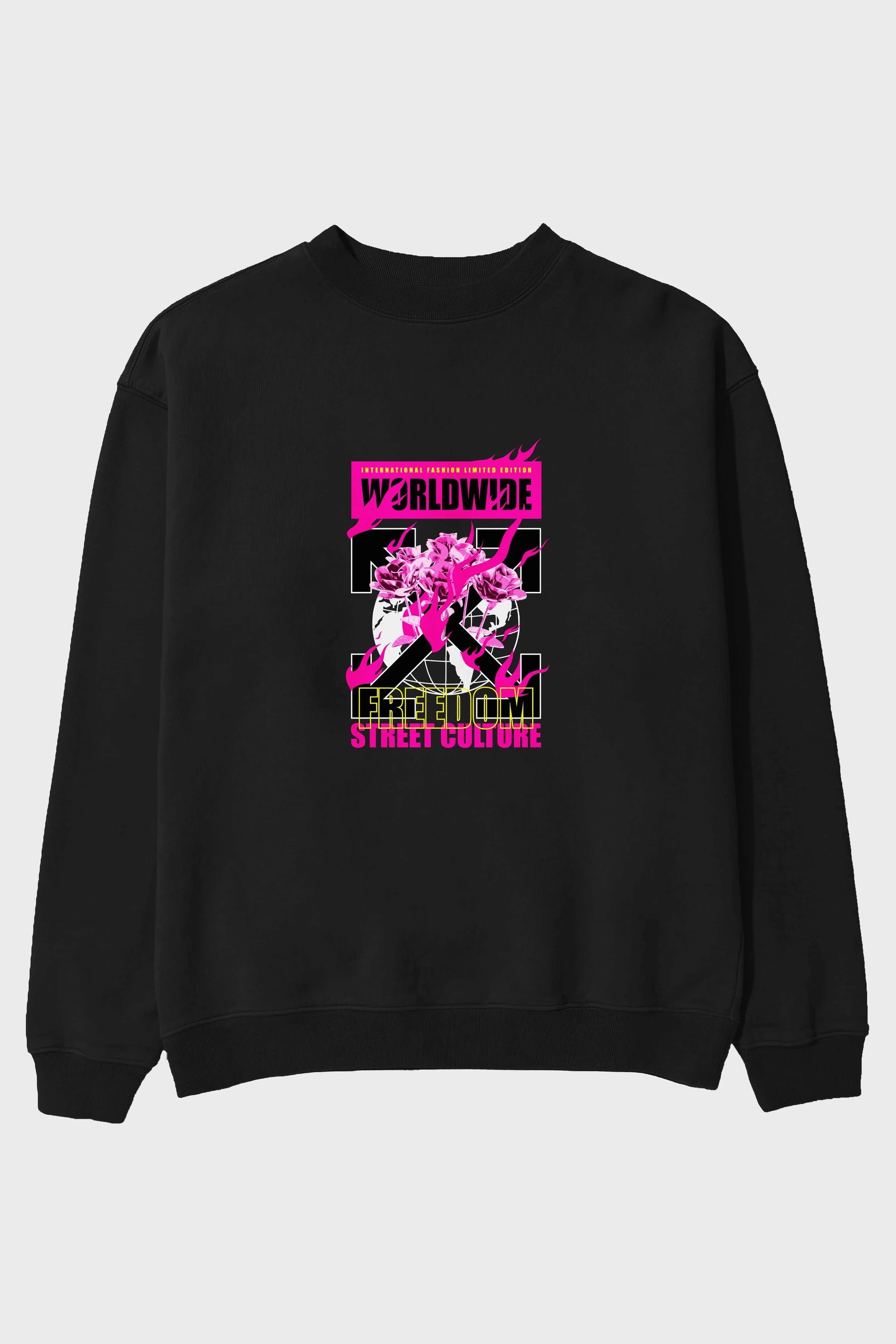 Freedom Street Culture Ön Baskılı Oversize Sweatshirt Erkek Kadın Unisex