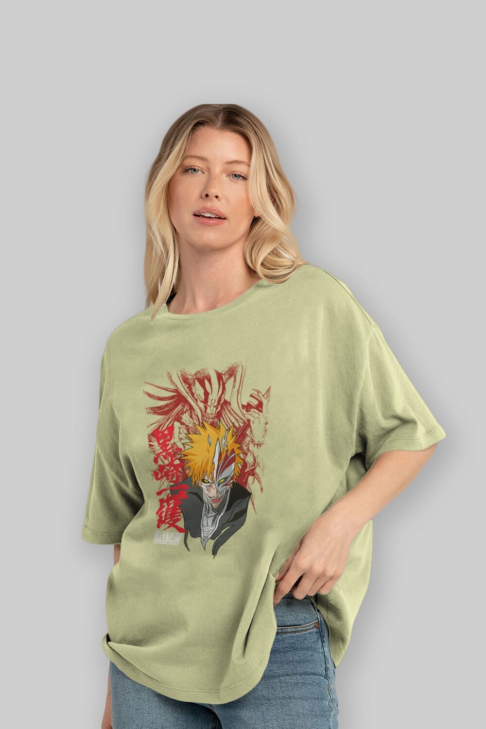 ICHIGO KUROSAKI VIZARD Anime Ön Baskılı Oversize t-shirt %100 pamuk Erkek Kadın Unisex
