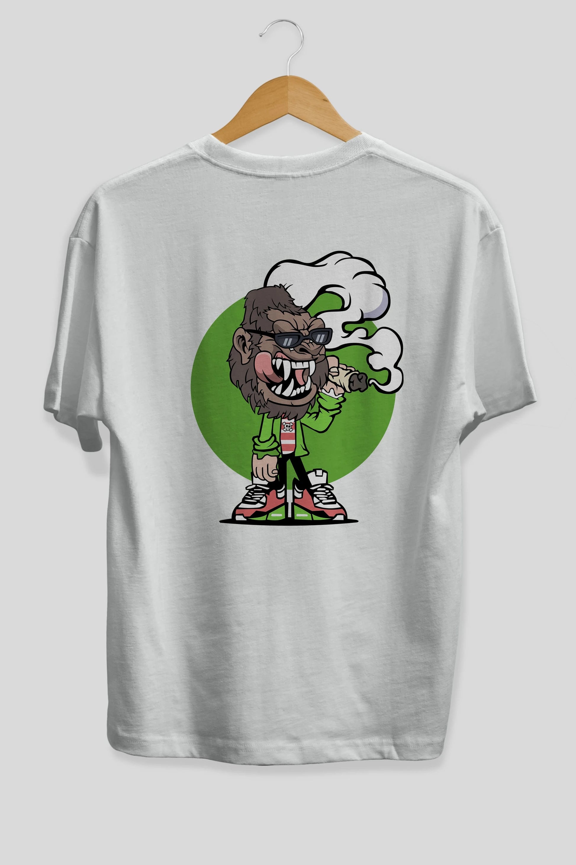 Gorilla Smoker Arka Baskılı Oversize t-shirt Erkek Kadın Unisex %100 Pamuk tişort