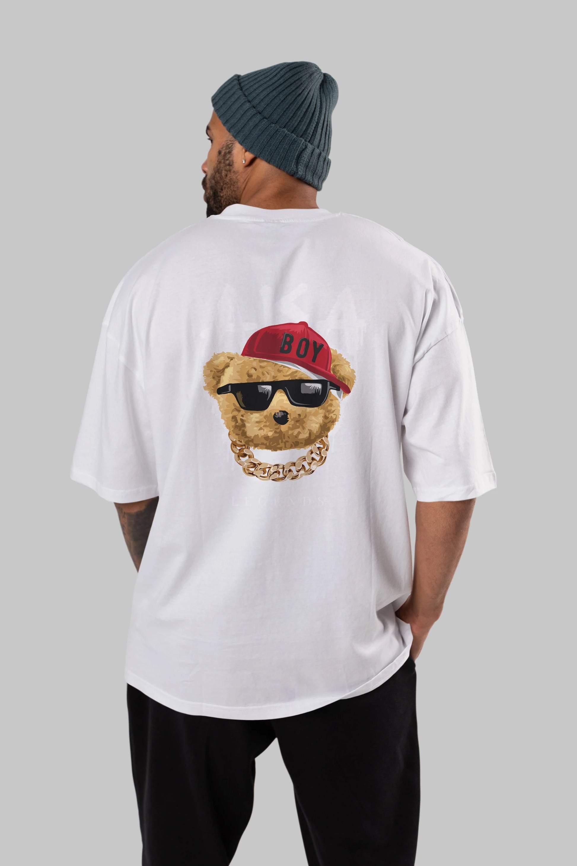 Teddy Bear Legends Arka Baskılı Oversize t-shirt Erkek Kadın Unisex %100 Pamuk