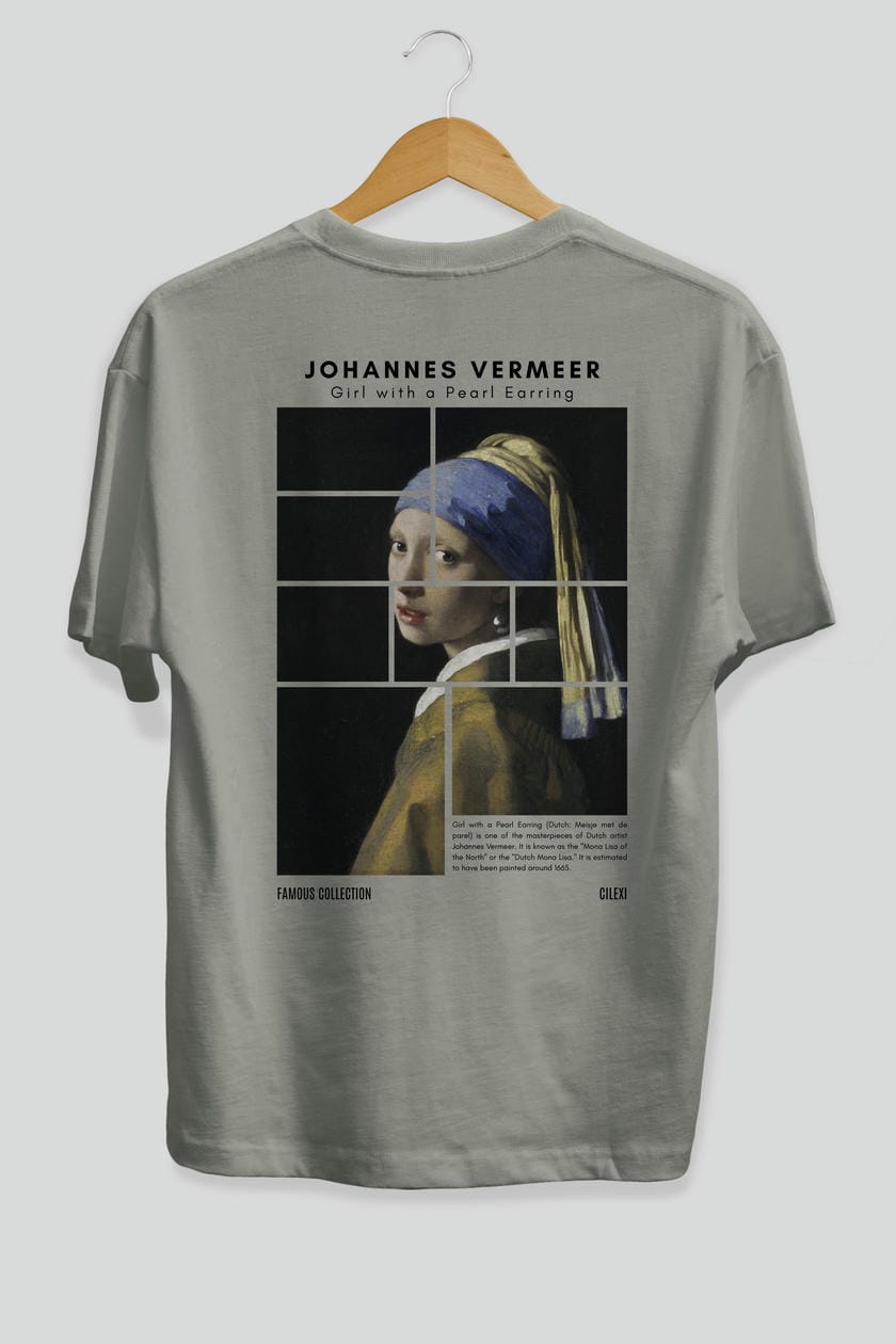 Johannes Vermeer Arka Baskılı Oversize t-shirt Erkek Kadın Bisiklet Yaka Pamuk tişort