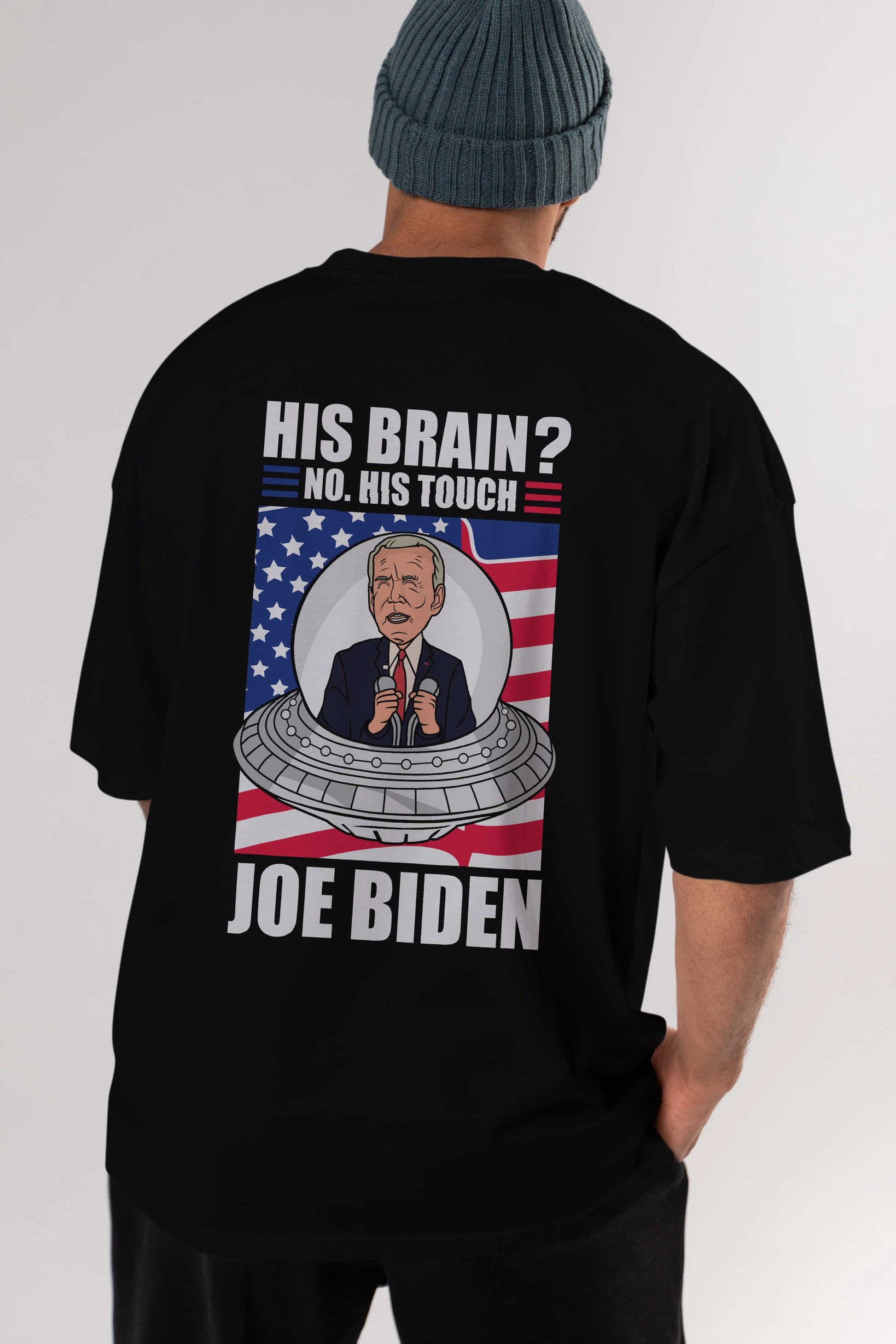Alien Biden Arka Baskılı Oversize t-shirt Erkek Kadın Unisex %100 Pamuk tişort