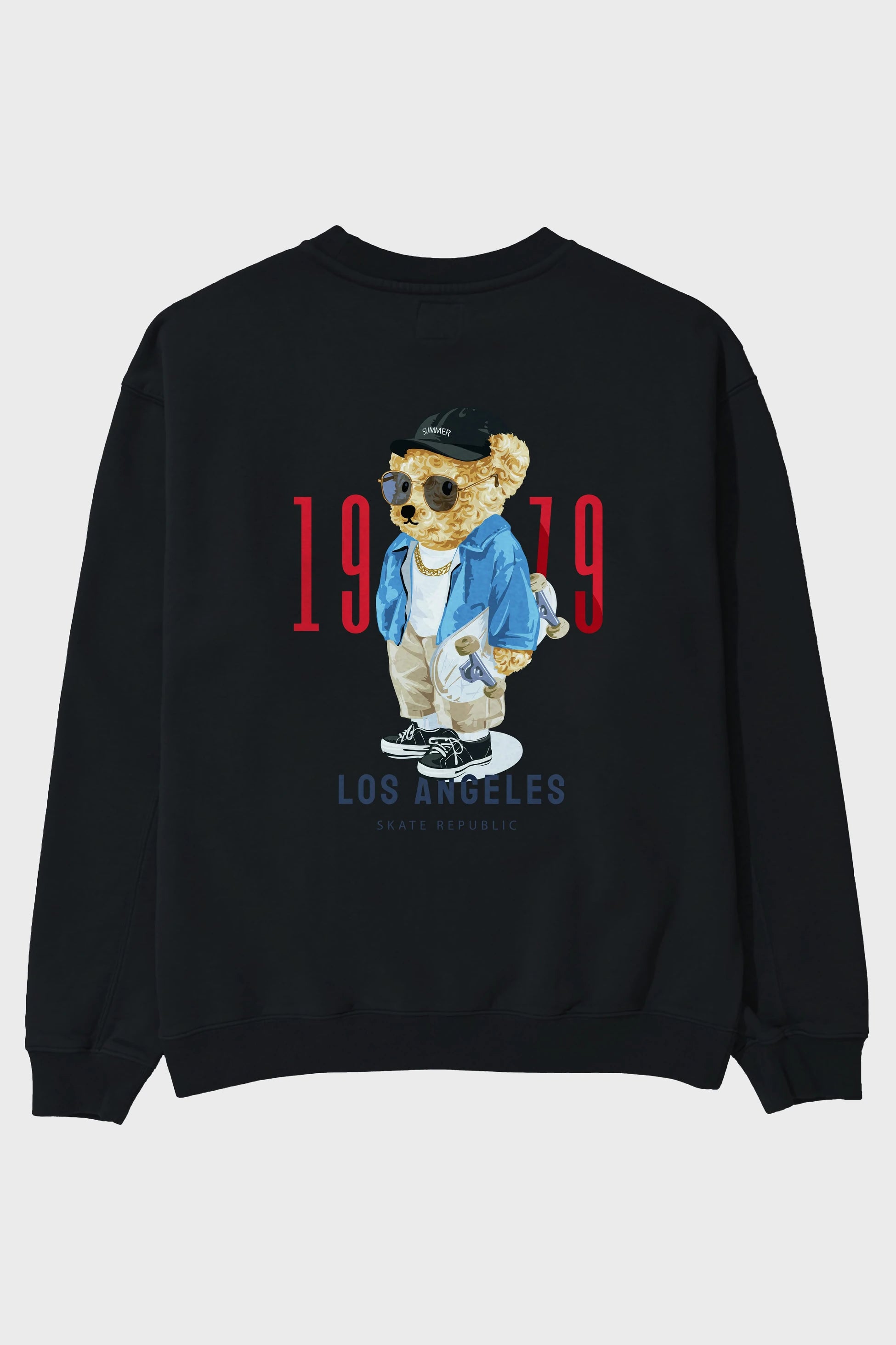 Teddy Bear Los Angeles Arka Baskılı Oversize Sweatshirt Erkek Kadın Unisex