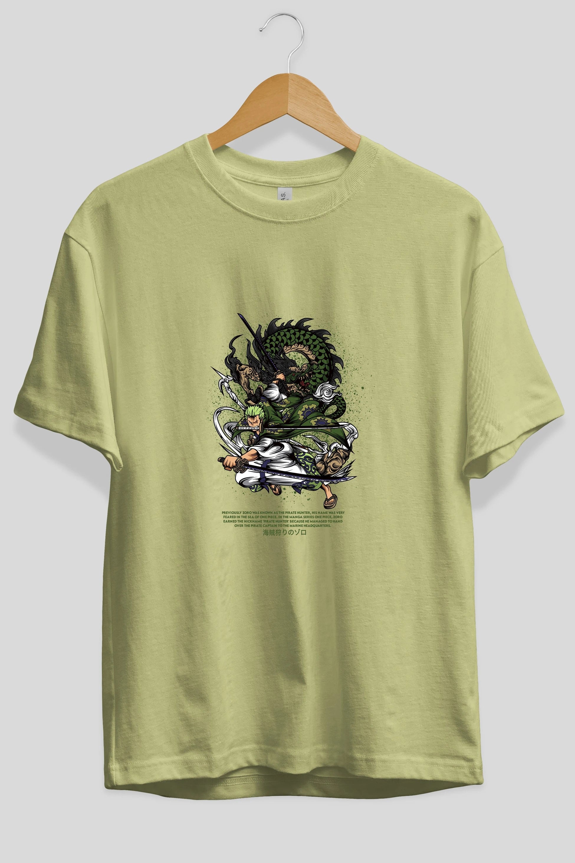 Zoro-ONE PIECE Anime Ön Baskılı Oversize t-shirt %100 pamuk Erkek Kadın Unisex