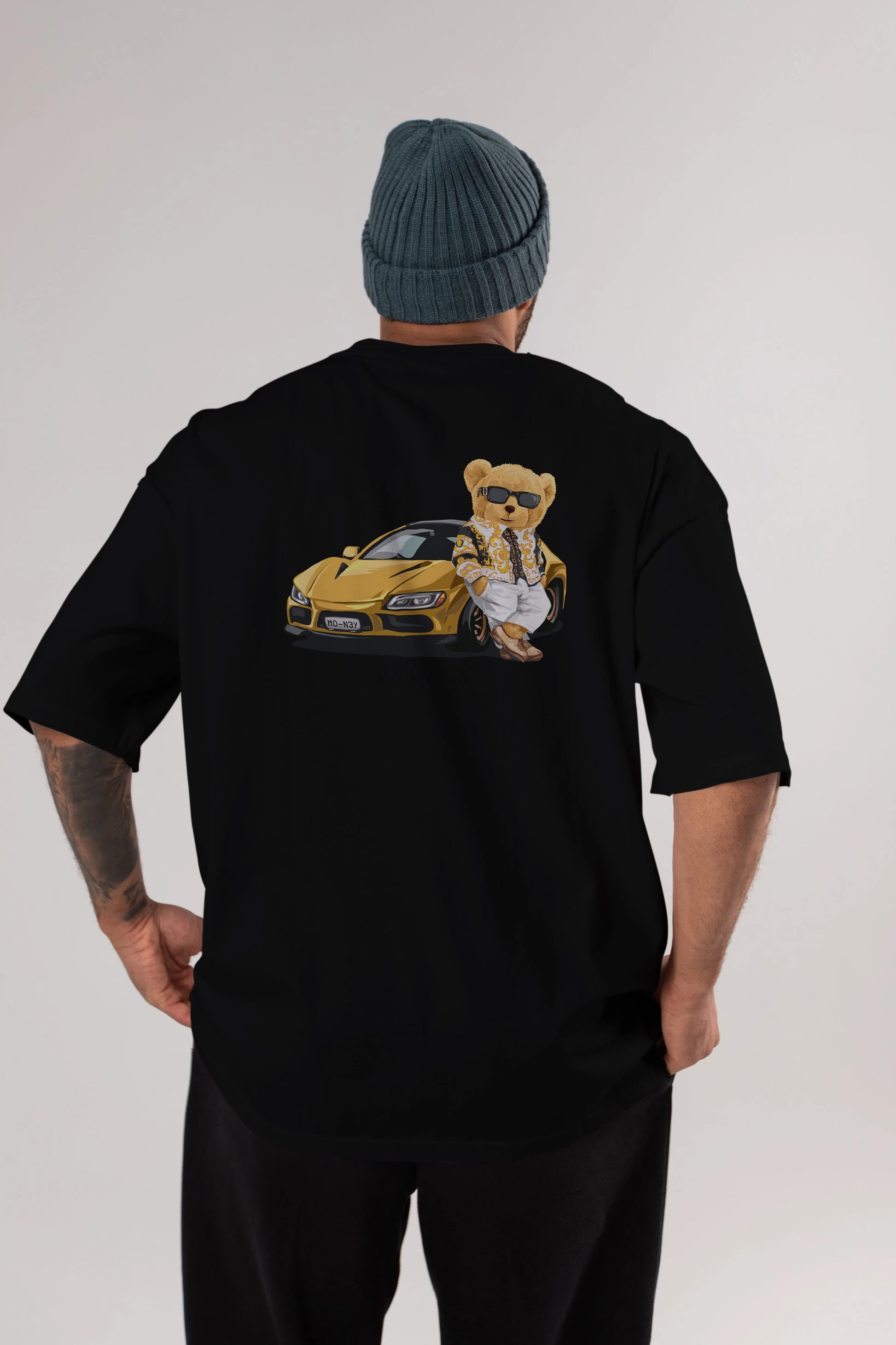 Teddy Bear Rich Club Arka Baskılı Oversize t-shirt Erkek Kadın Unisex %100 Pamuk