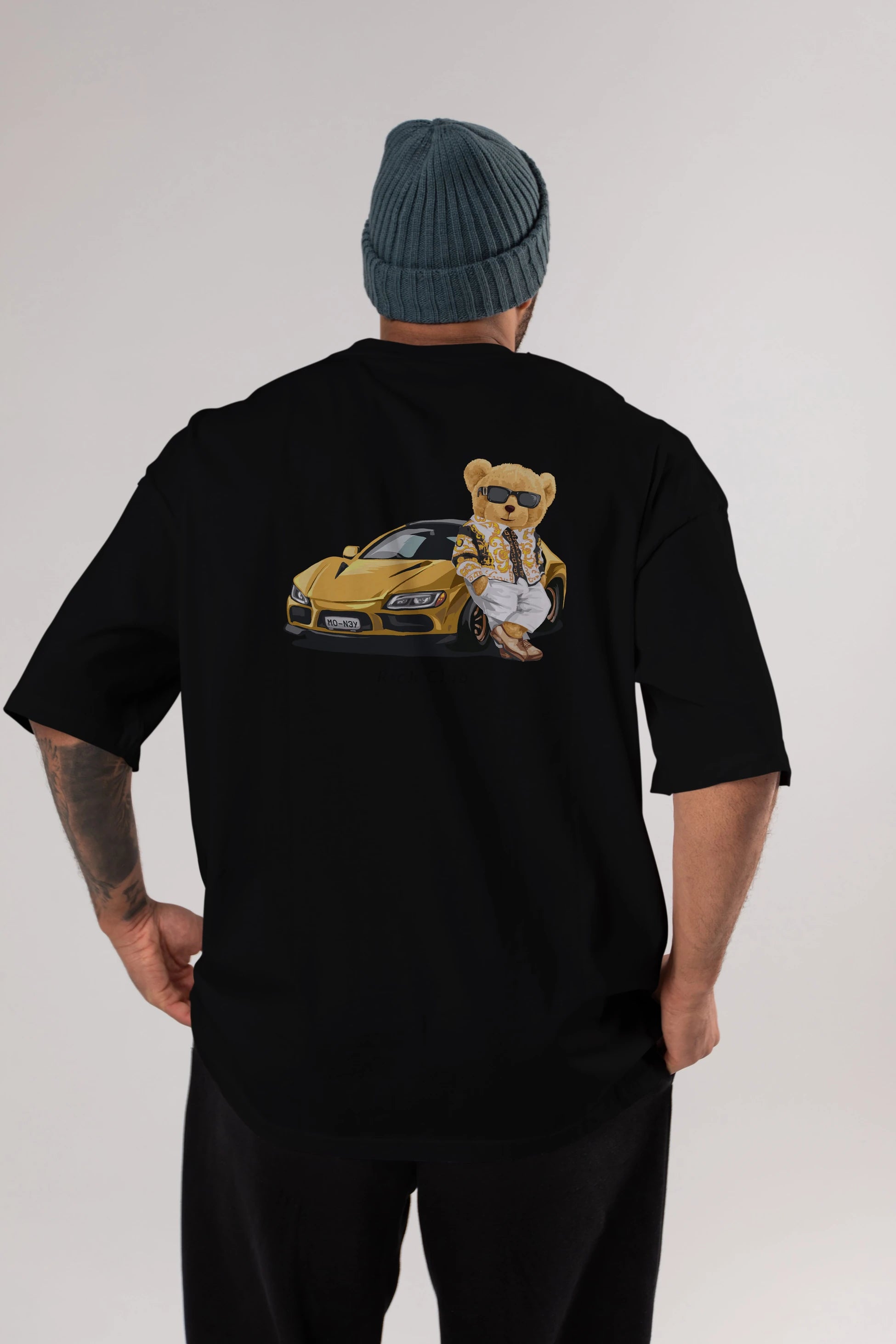 Teddy Bear Rich Club Arka Baskılı Oversize t-shirt Erkek Kadın Unisex %100 Pamuk