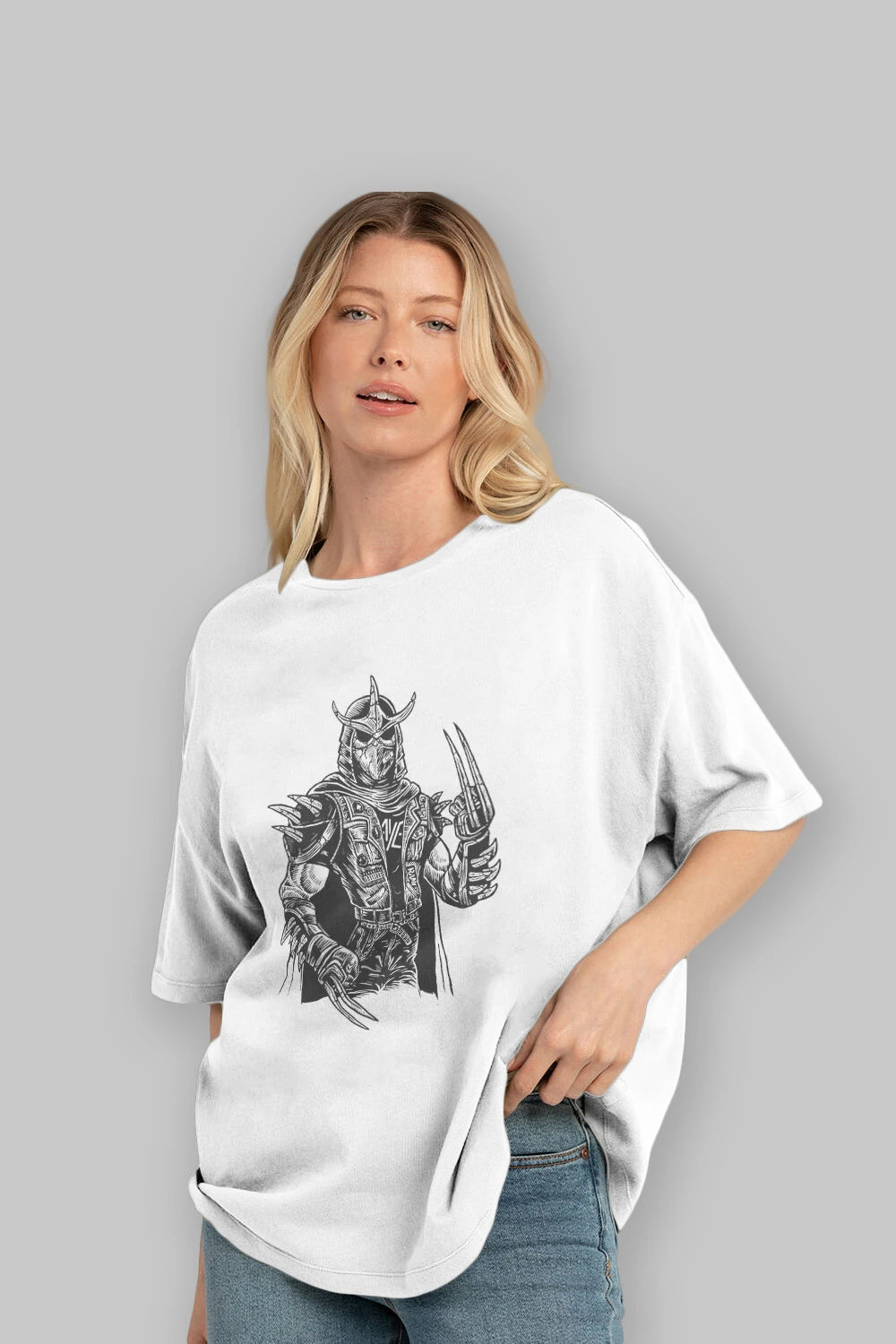 Shredder Punk Ön Baskılı Oversize t-shirt Erkek Kadın Unisex %100 Pamuk tişort