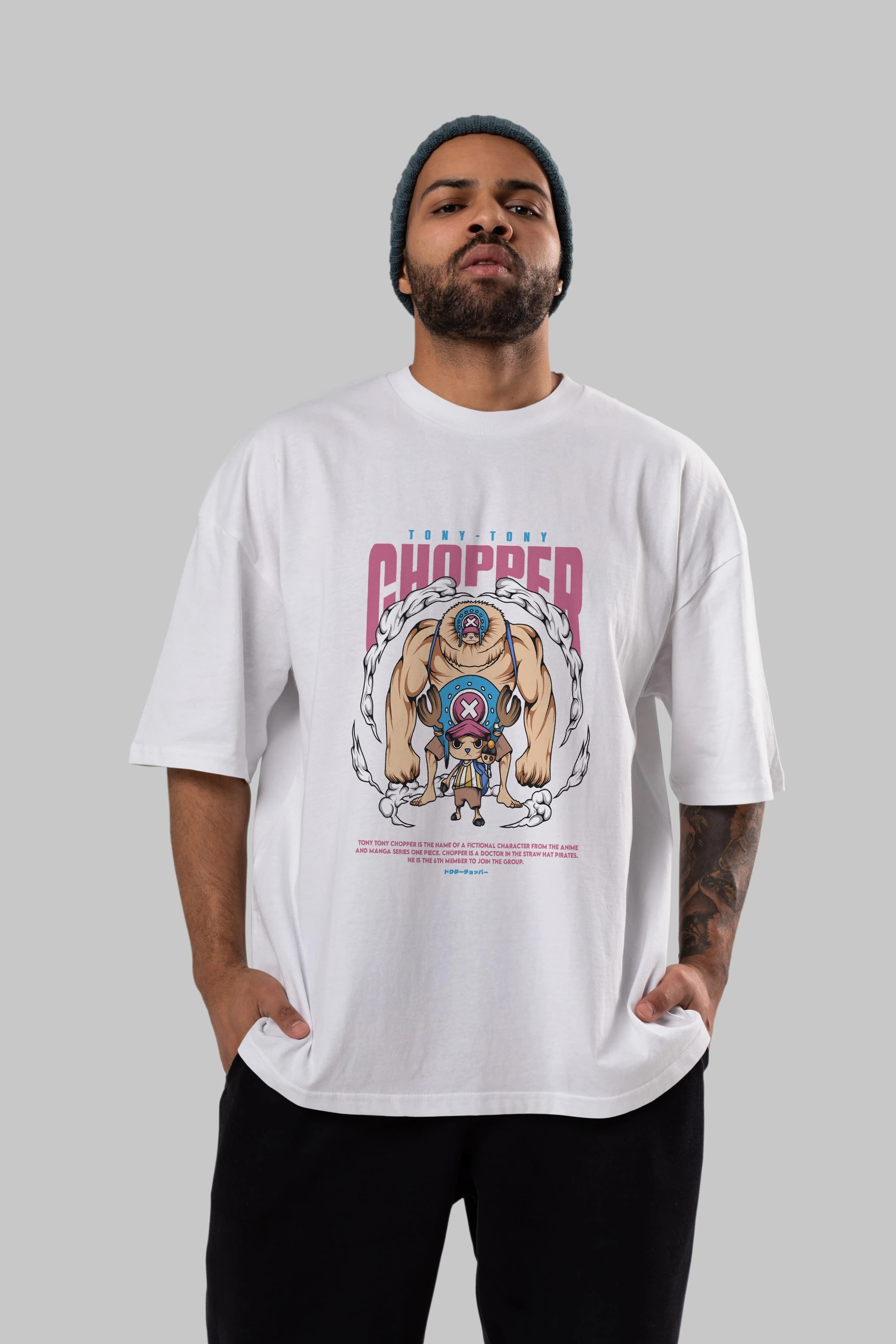 Tony Tony Chopper Anime Ön Baskılı Oversize t-shirt %100 pamuk Erkek Kadın Unisex
