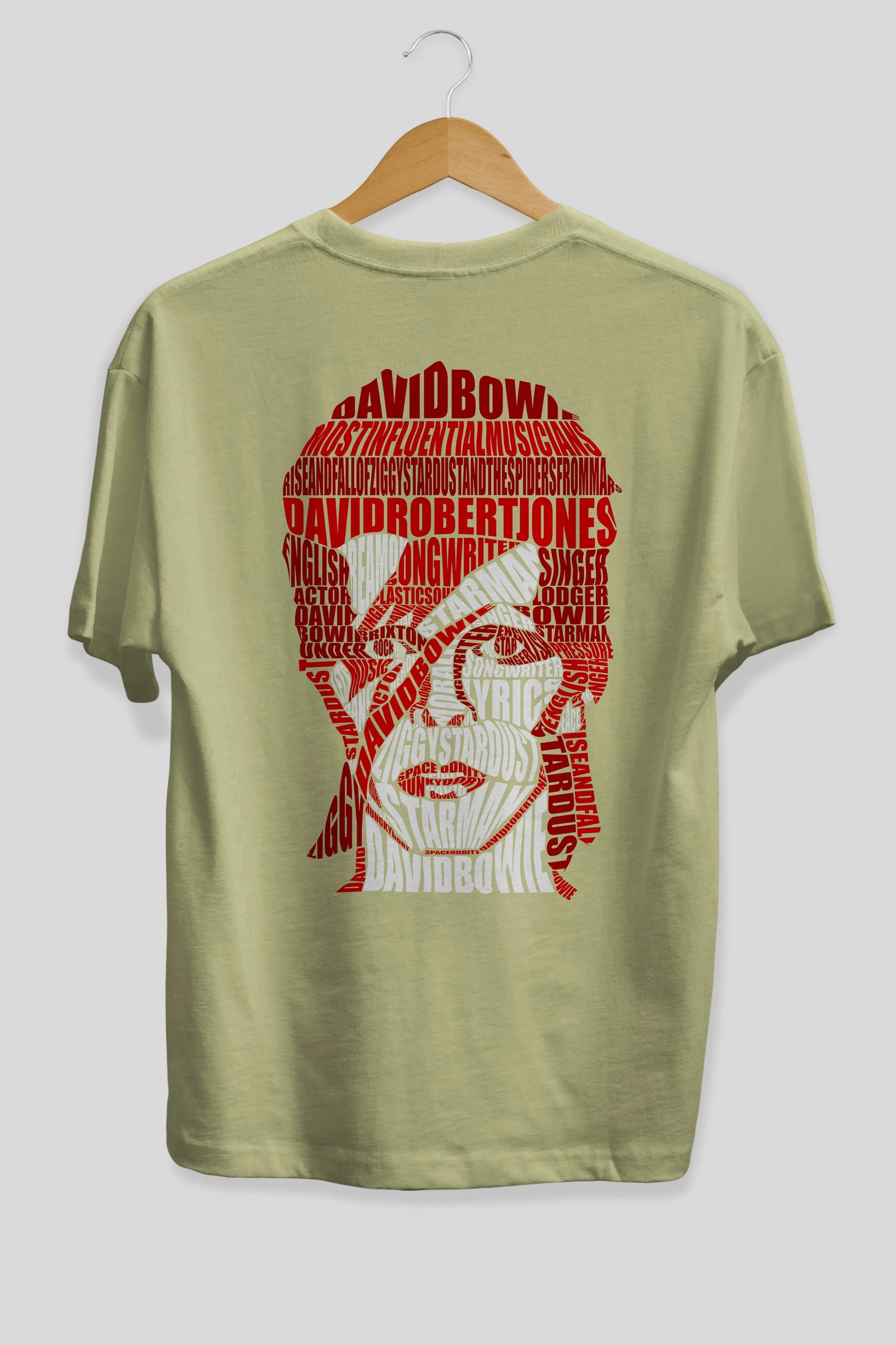 David Bowie Calligram Arka Baskılı Oversize t-shirt %100 pamuk Erkek Kadın Unisex