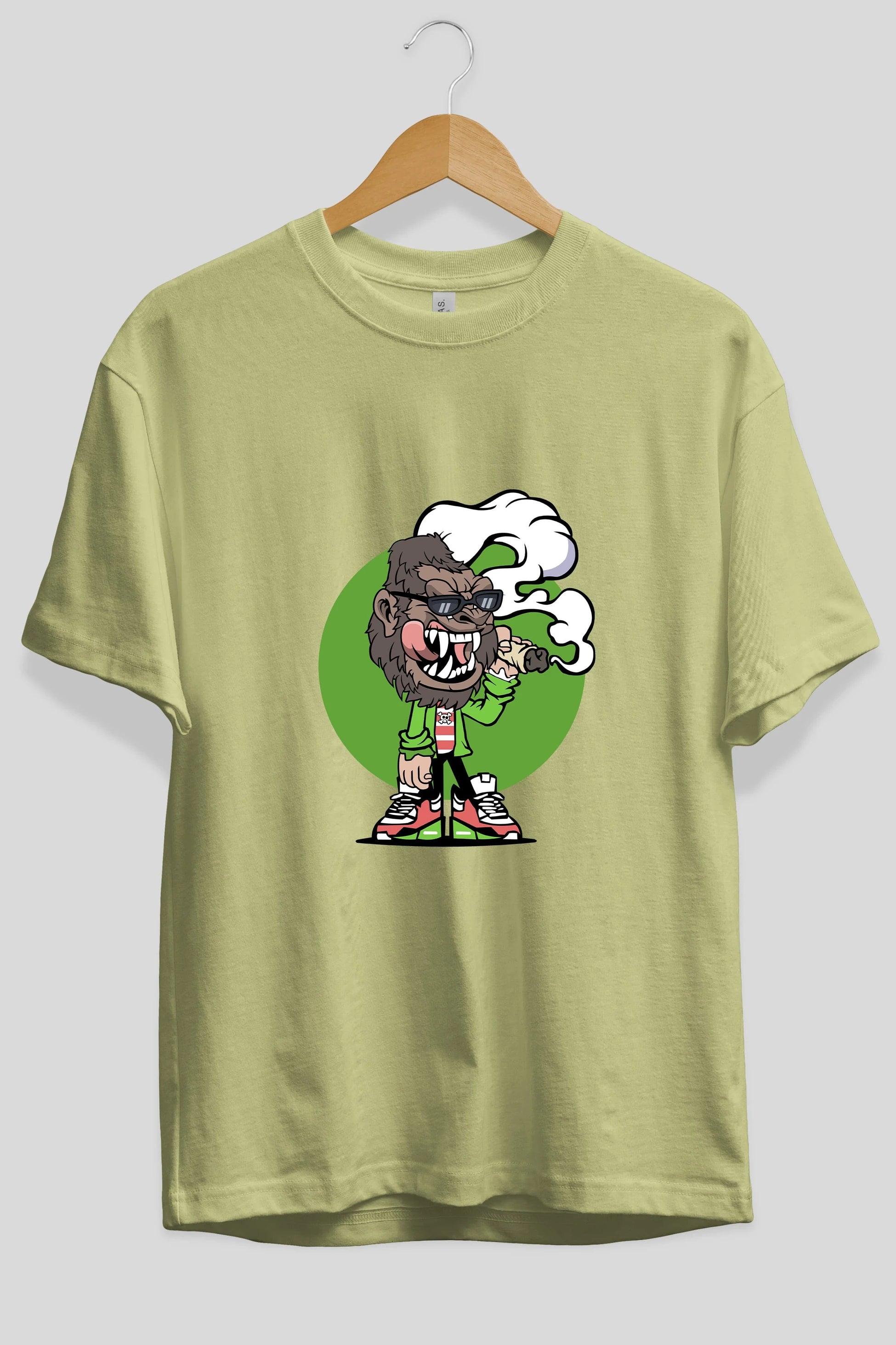 Gorilla Smoker Ön Baskılı Oversize t-shirt Erkek Kadın Unisex %100 Pamuk tişort