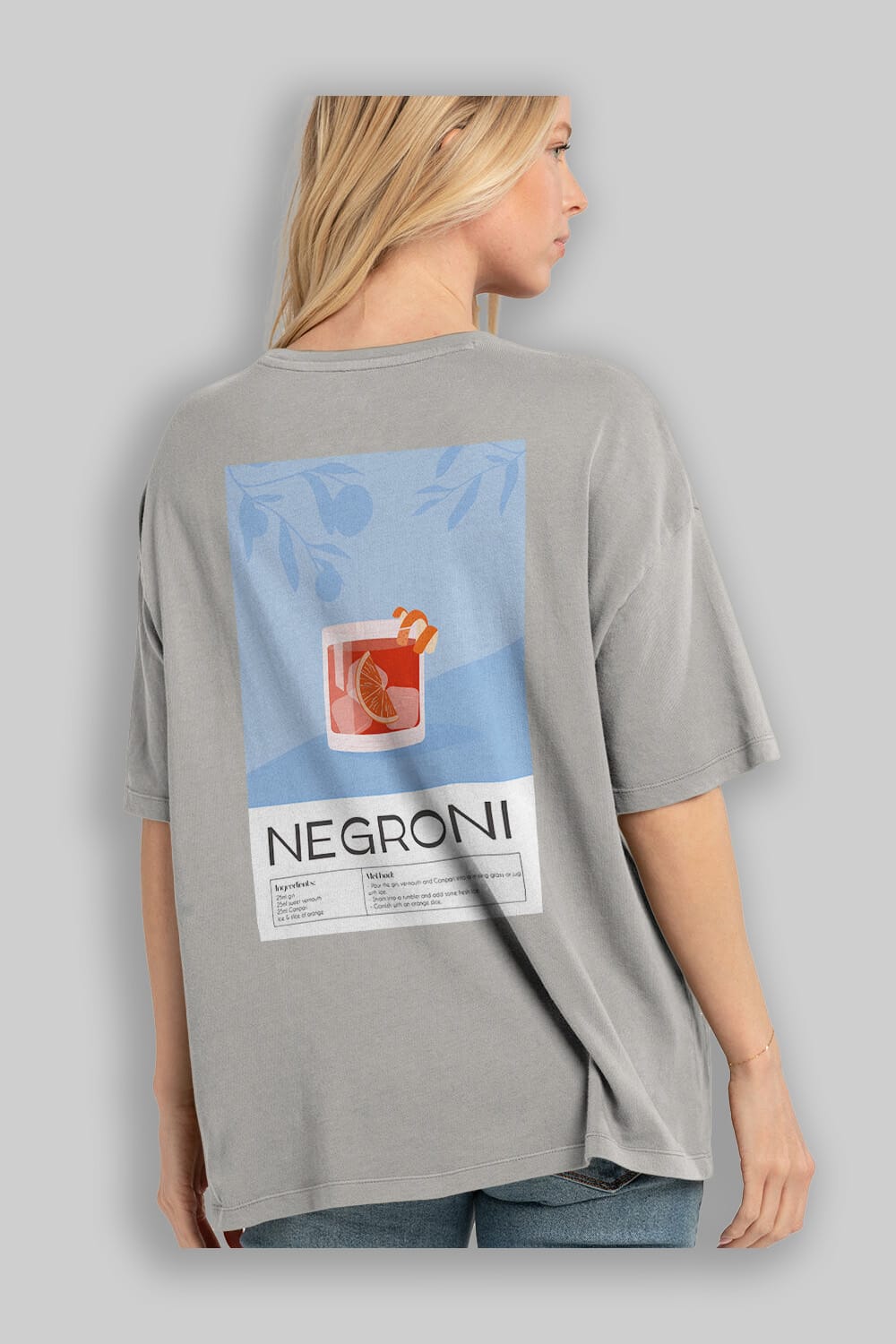 Negroni Arka Baskılı Oversize t-shirt Erkek Kadın Unisex %100 Pamuk Bisiklet Yaka tişort
