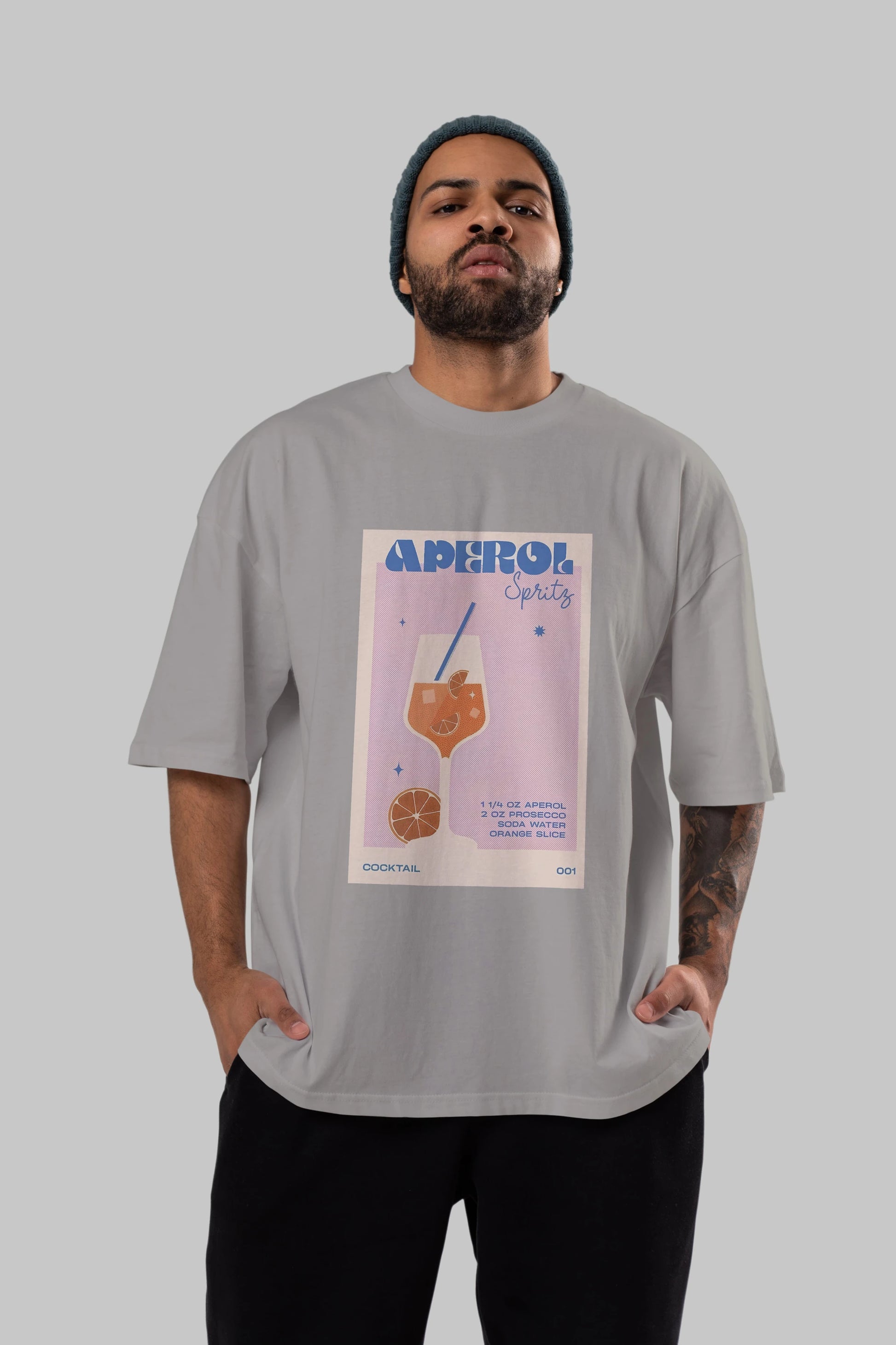Aperol Spritz Ön Baskılı Oversize t-shirt Erkek Kadın Unisex %100 Pamuk Bisiklet Yaka tişort
