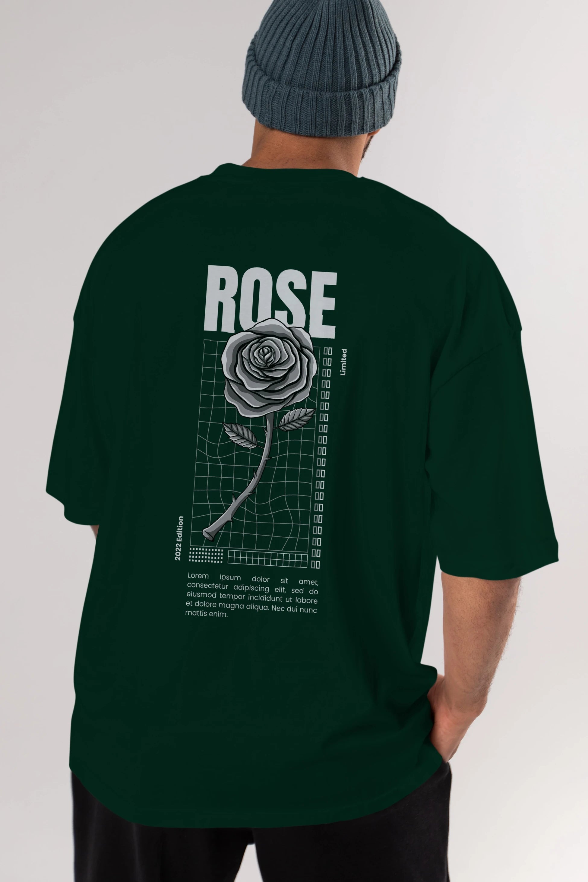 Rose Streetwear Arka Baskılı Oversize t-shirt Erkek Kadın Unisex