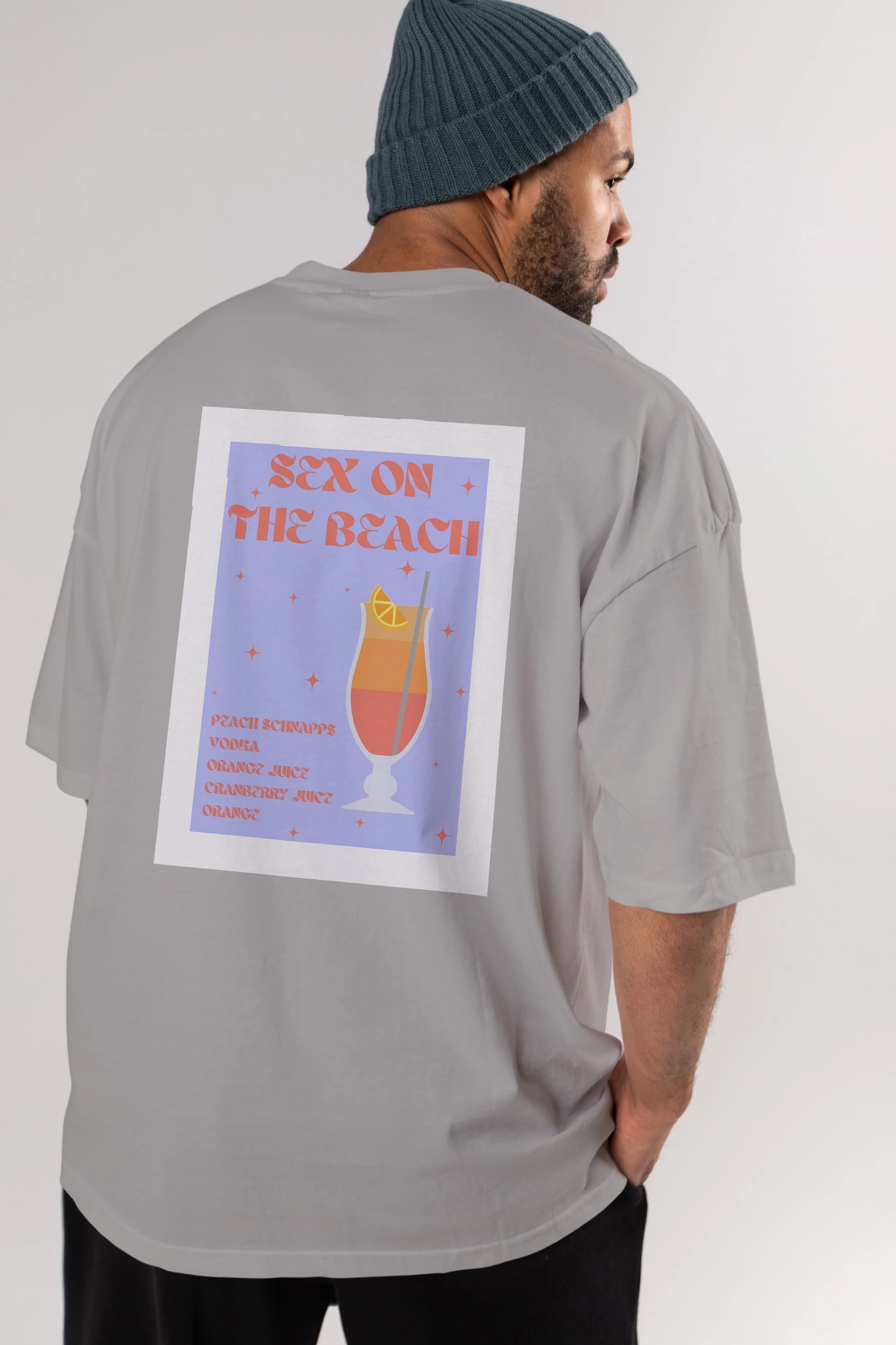 Sex On The Beach Arka Baskılı Oversize t-shirt Erkek Kadın Unisex %100 Pamuk Bisiklet Yaka tişort