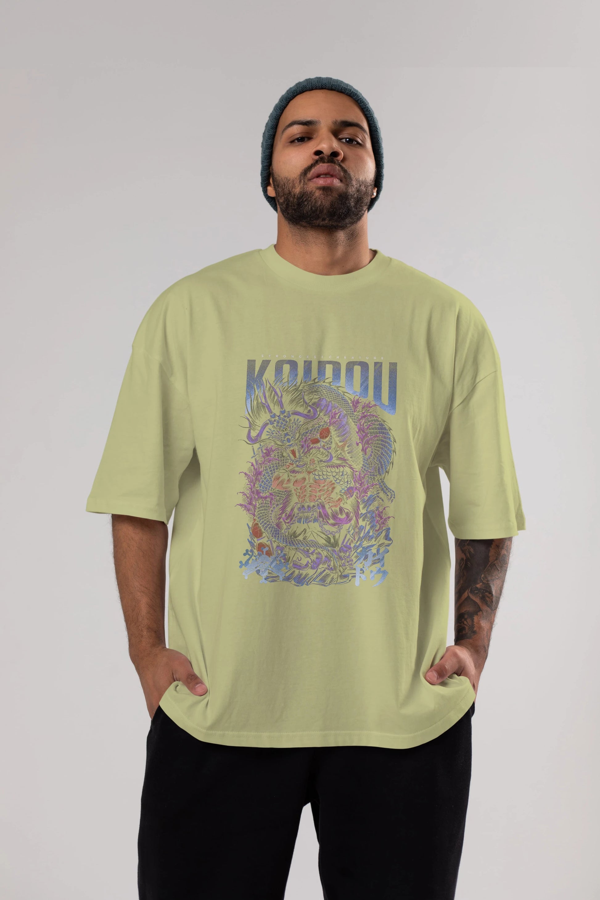 KAIDOU ONE PIECE Anime Ön Baskılı Oversize t-shirt %100 pamuk Erkek Kadın Unisex
