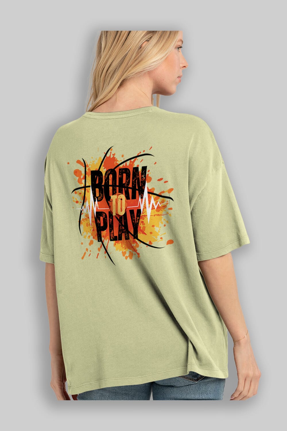 Born to Play Yazılı Arka Baskılı Oversize t-shirt Erkek Kadın Unisex