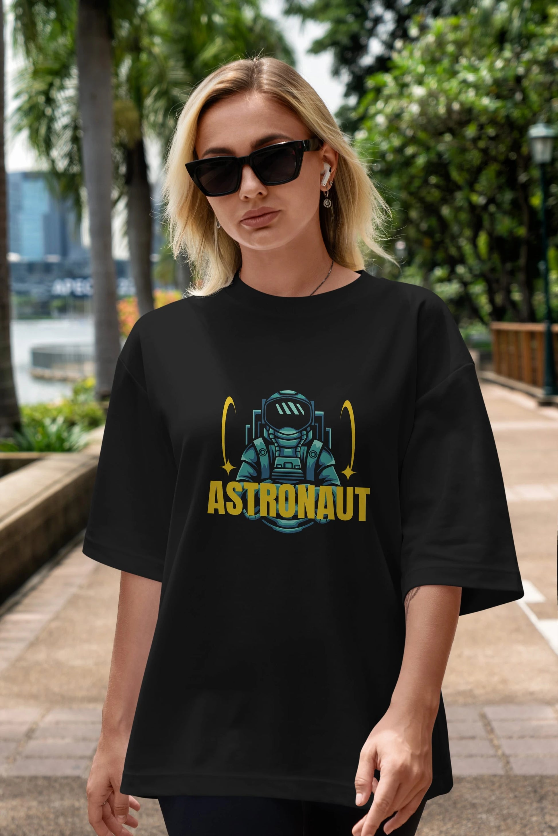 Astronaut Ön Baskılı Oversize t-shirt Erkek Kadın Unisex