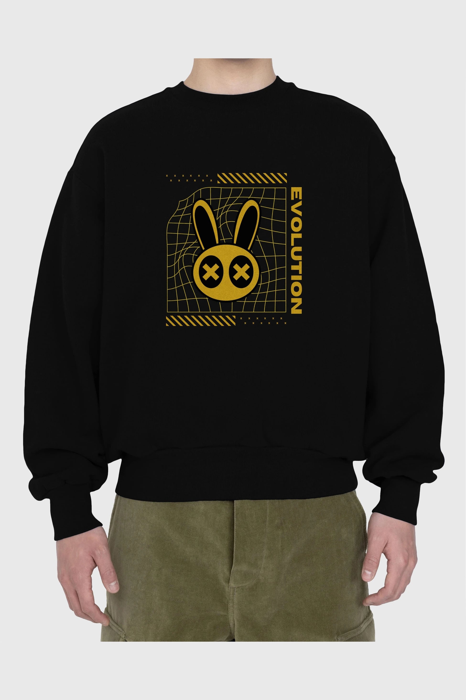 Evolution Yazılı Ön Baskılı Oversize Sweatshirt Erkek Kadın Unisex